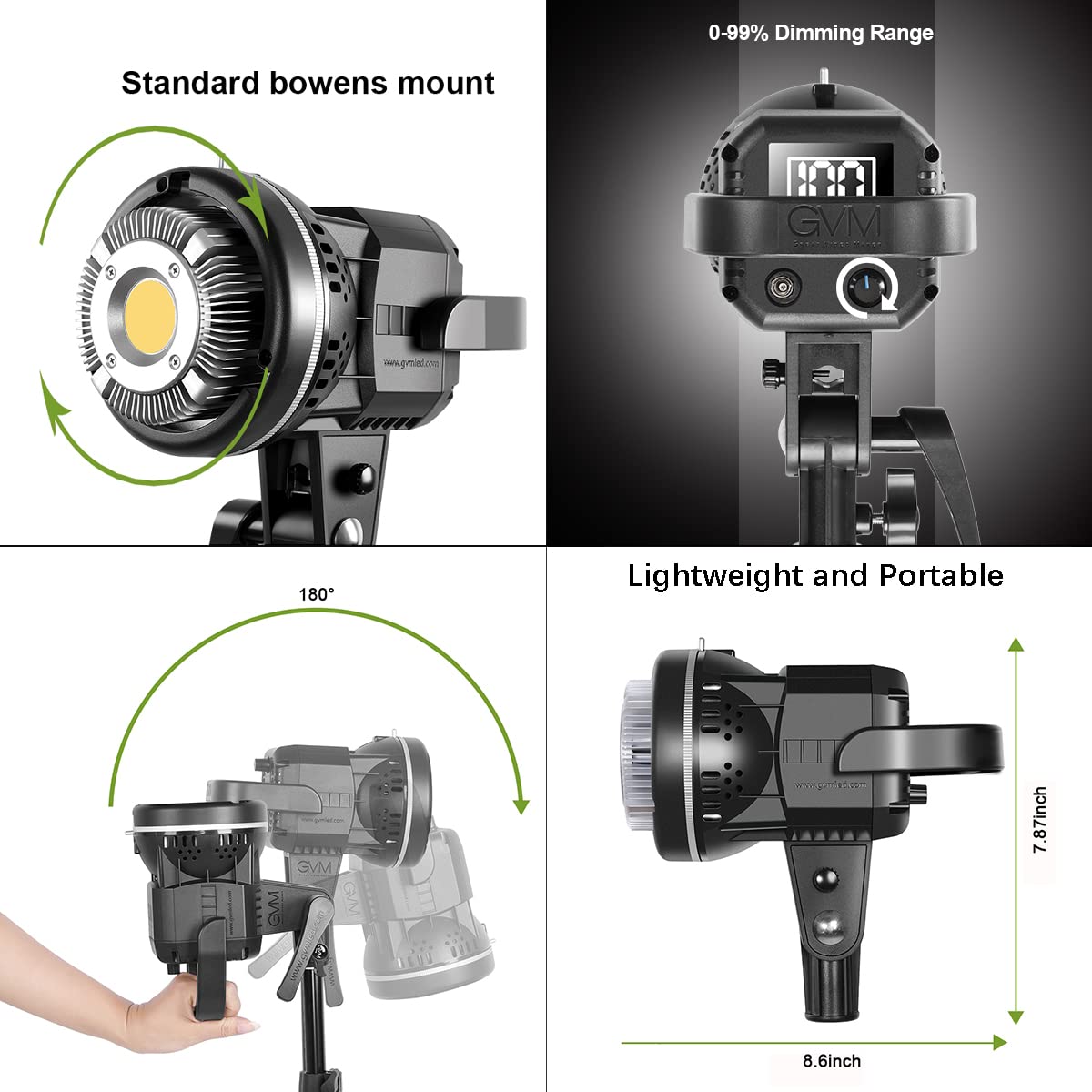 Gvm 80W Photo Studio Lighting Kit, Led Video Light With Bowen Mount 23.6" Softbox, Tripod Stand, Continuous Output Daylight 5600K Lights For Photography