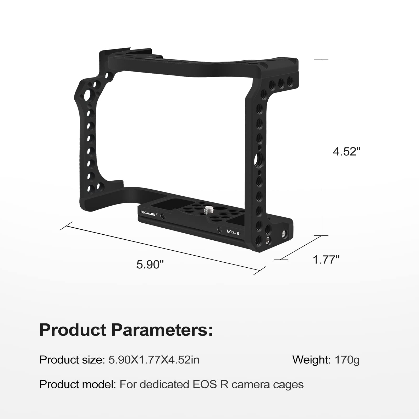 Fugasun Eos R Camera Cage, Eos R Cage With Wooden Camera Top Handle With 3 Cold Shoes To Mount Dslr Camera