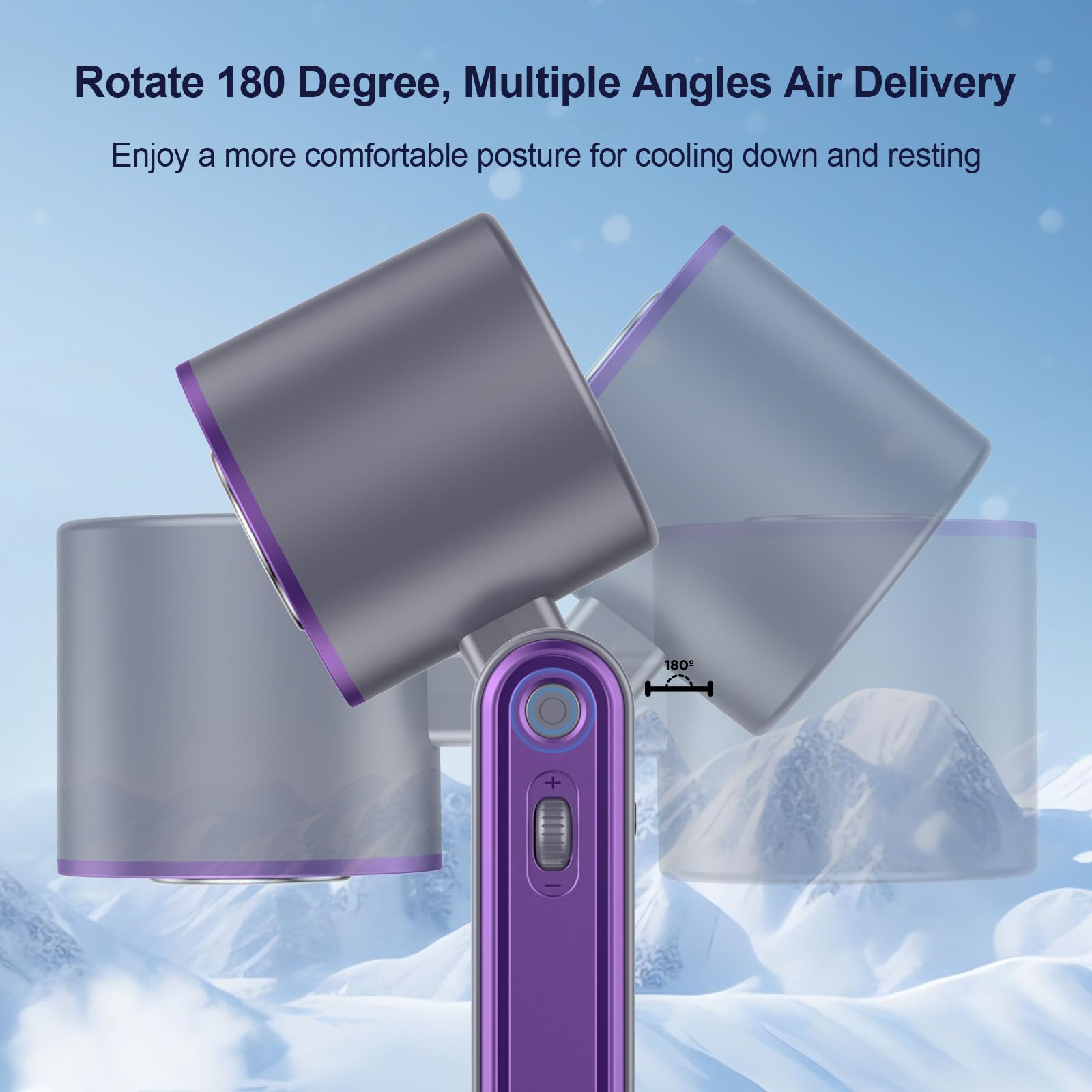 Portable Handheld Turbo Fan, Dual-Model 100 Gear Wind Foldable Personal Hand Fan Support Cold Air