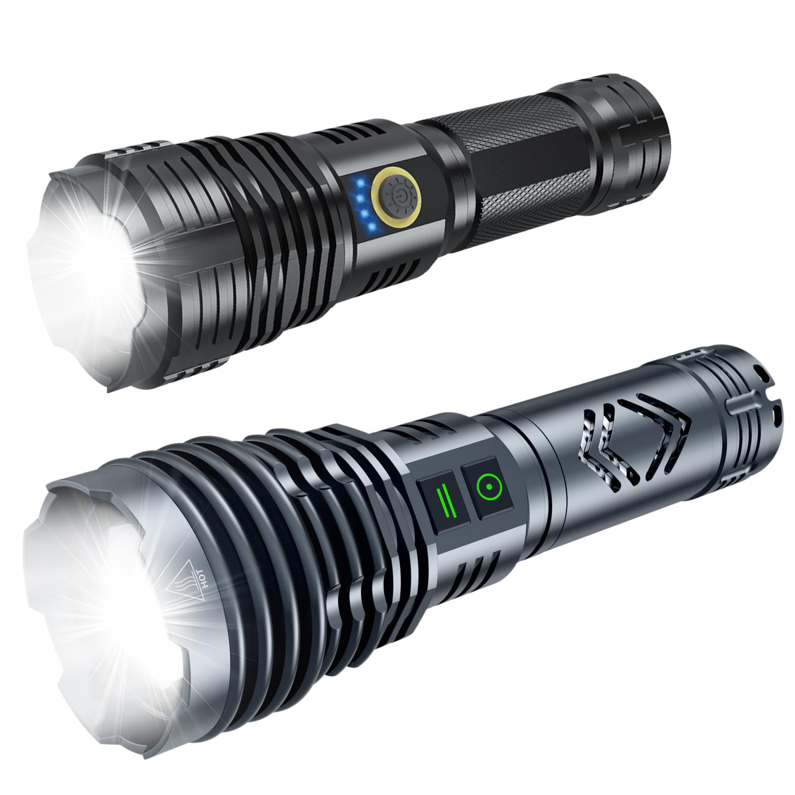Baibian Rechargeable Flashlights High Lumens, Xhp160.6 Super Bright Led Flashlight, Tactical Powerful Waterproof Handheld Flashlights With Zoomable 10 Modes For Emergencies Camping