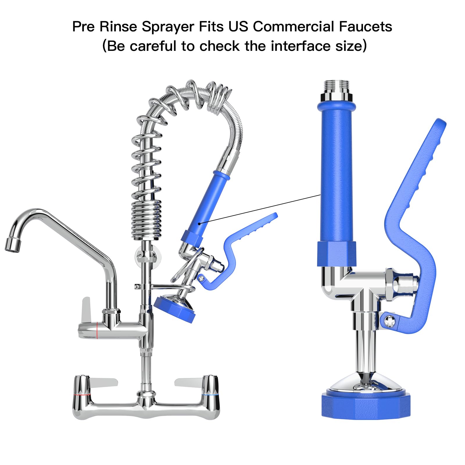 Akwadu Commercial Sink Sprayer For Kitchen Sink: Pre Rinse Spray Valve Head For Commercial Faucets - High Pressure Dish Sprayer Replacement For Restaurant Cleaning (Blue)