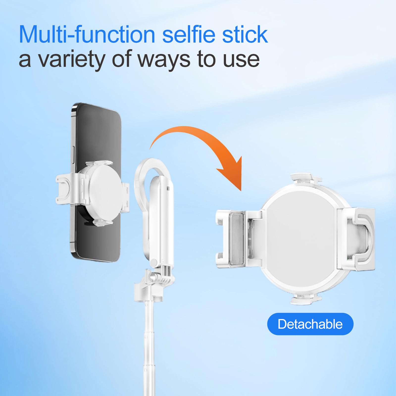 Crideng Magnetic Selfie-Stick Tripod, Travel Tripod Stand With Remote Control & Fill Light, Portable Retractable Cell Phone Holder For Photography And Videography (White With Light)