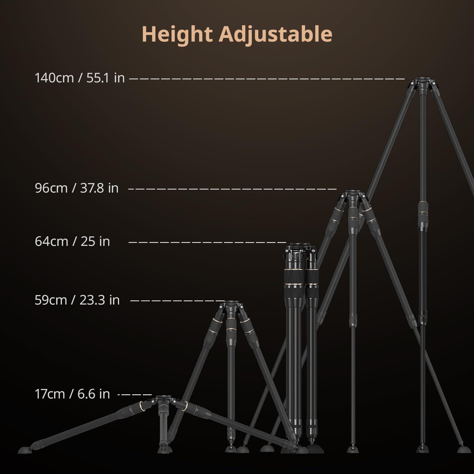 Smallrig Ft-S303 speed Carbon Fiber Tripod, 55'' Travel Video Tripod With One-Twist Height Adjustment, 65Mm Bowl Adapter, Weighs 4.6Lbs, Max Load 33Lbs / 15Kg For Dslr, Camera, Camcorder - 4645