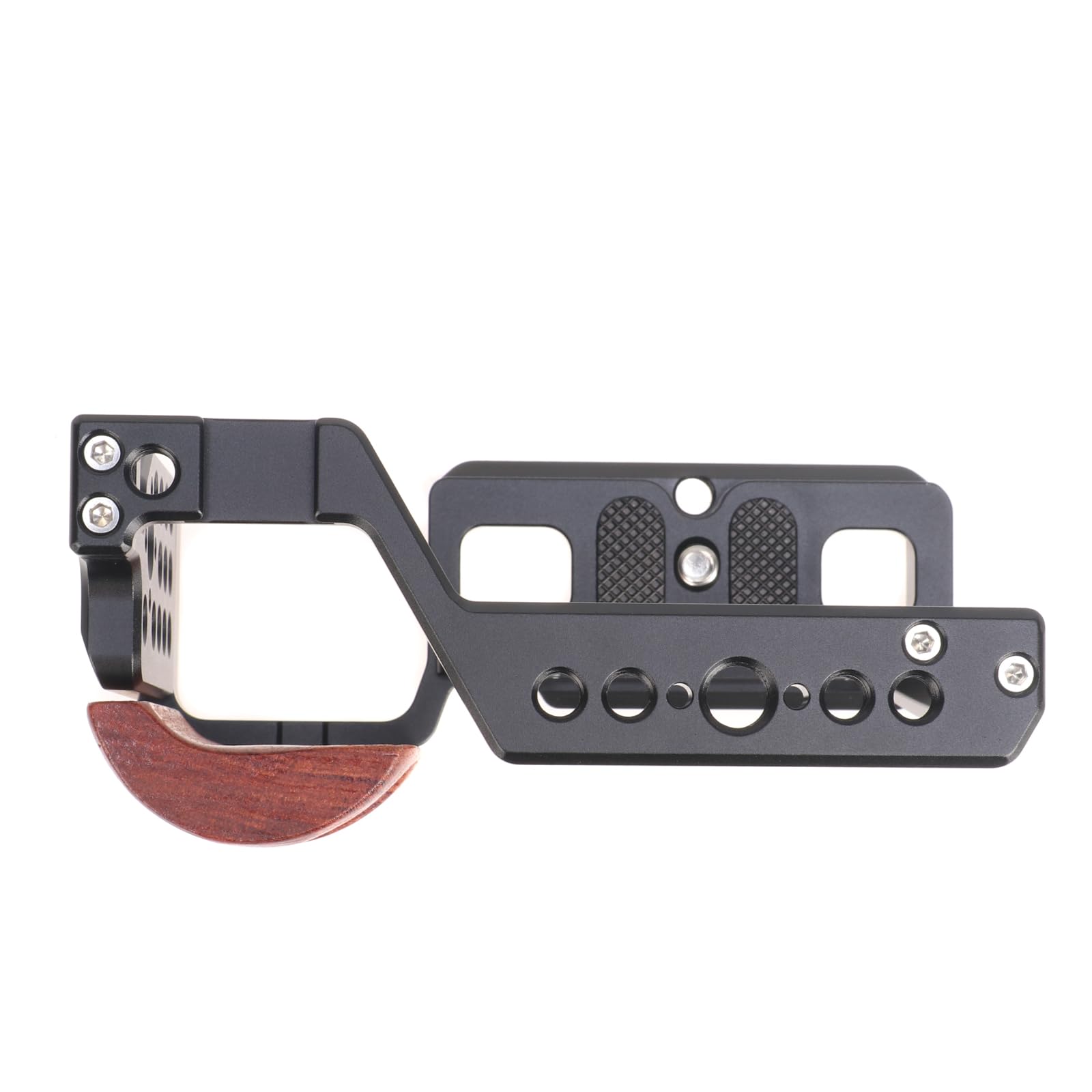 Focusfoto Aluminium Camera Cage With Wooden Side Handle Grip For Sony Alpha Zv-E10 Camera, Extension Full Frame Video Stabilizer With Cold Shoe 1/4"-20 3/8"-16 Locating Hole For Arri Grip, Mic, Led