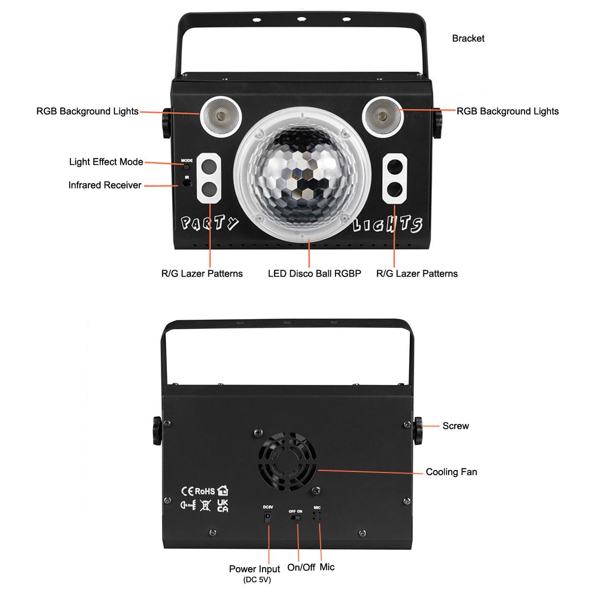 Kismee Dj Disco Light Parties Led Disco Ball Light Strobe Lights Projector Sound Activated Remote