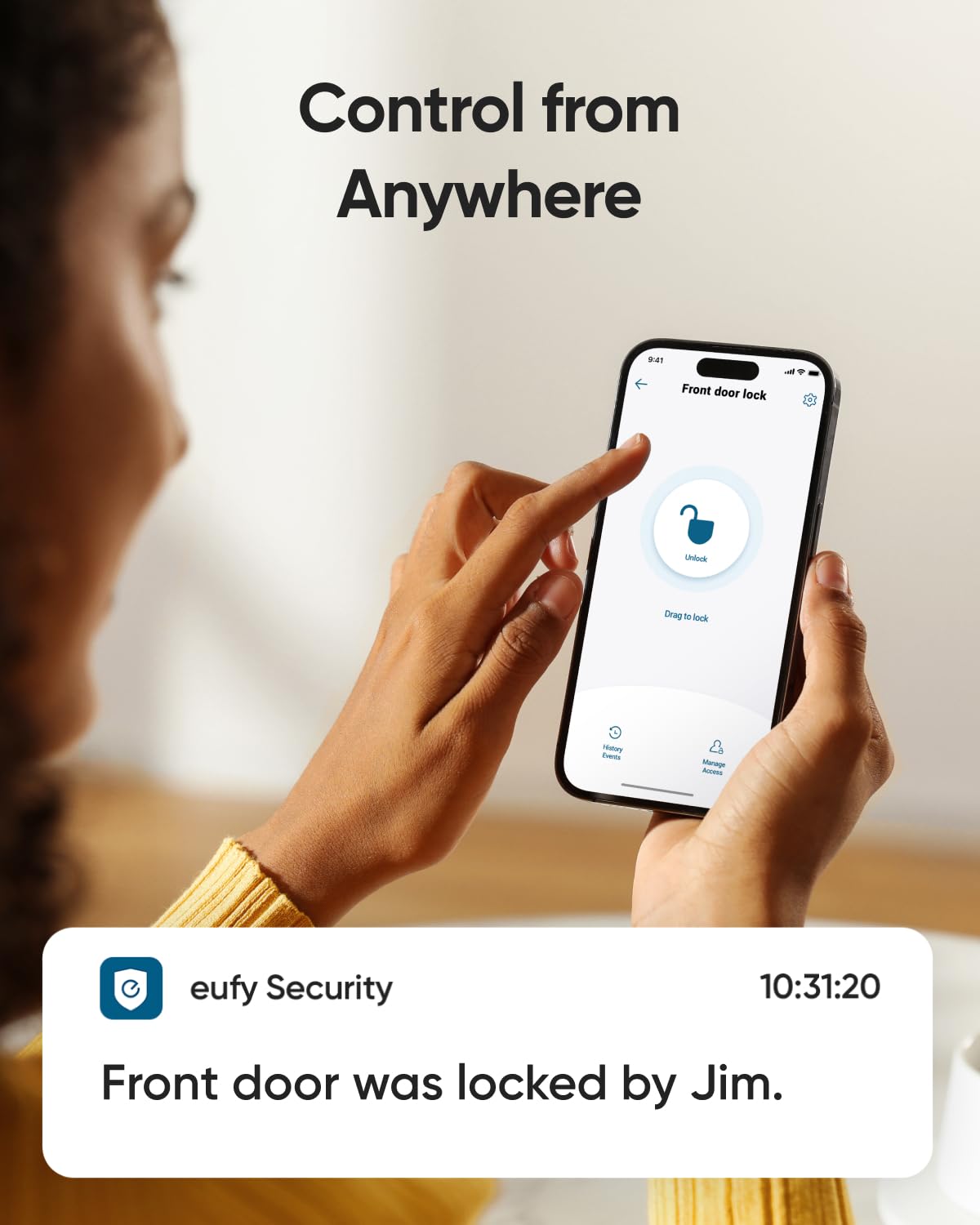 Eufy Security Smart Lock C220, Fingerprint Keyless Entry Door Lock, Built-In Wi-Fi, App Remote Control, Front Door Smart Lock Deadbolt, 8Months Battery, Reliable Power, Ip53 Waterproof, Bhma Grade 3
