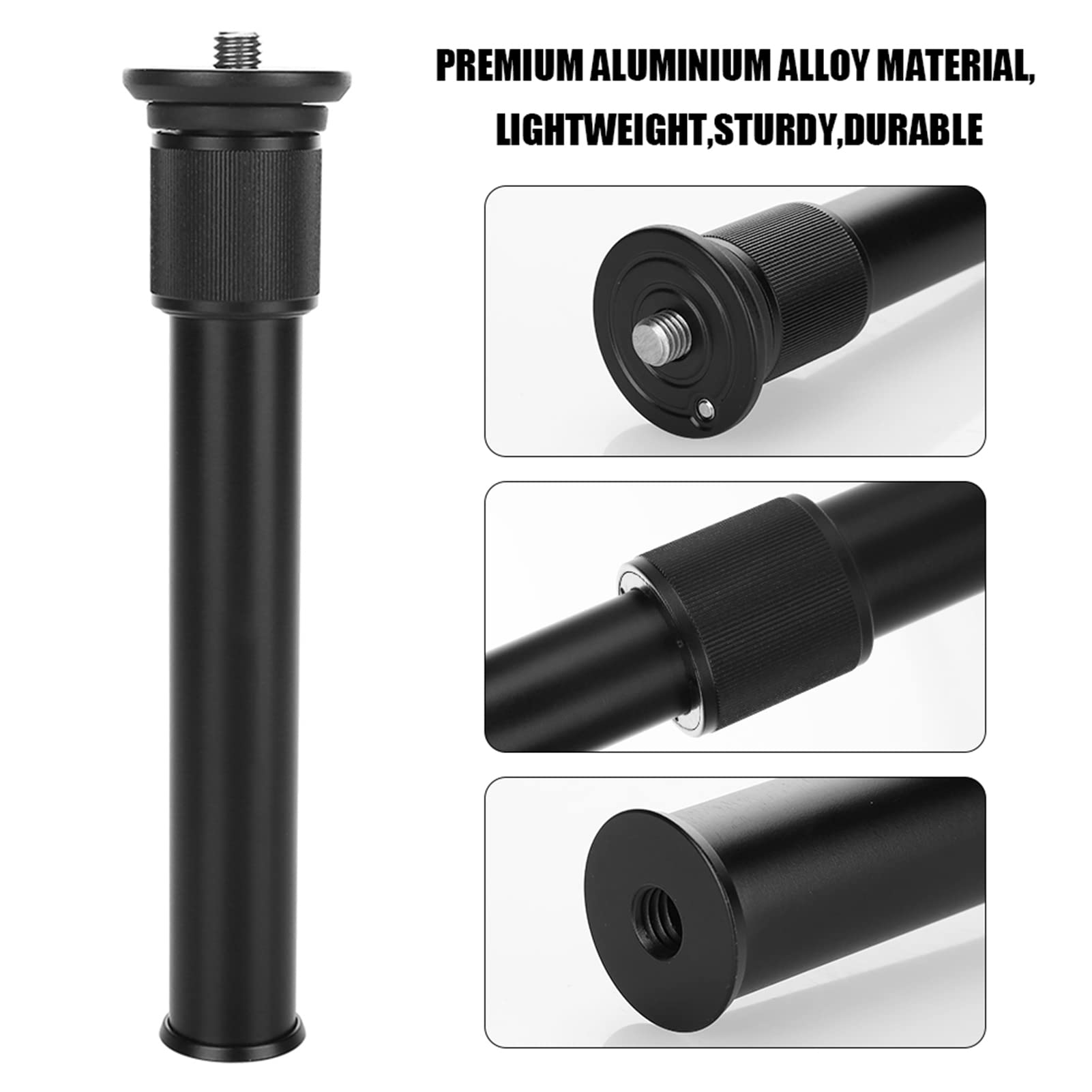 Agatige Adjustable Extension Rod, 2 Section Center Column Tripod Extension Telescopic Pole Monopod Accessory Aluminum Tripod Extender Tube Telescopic Stick Rod For Tripod Stabilizer