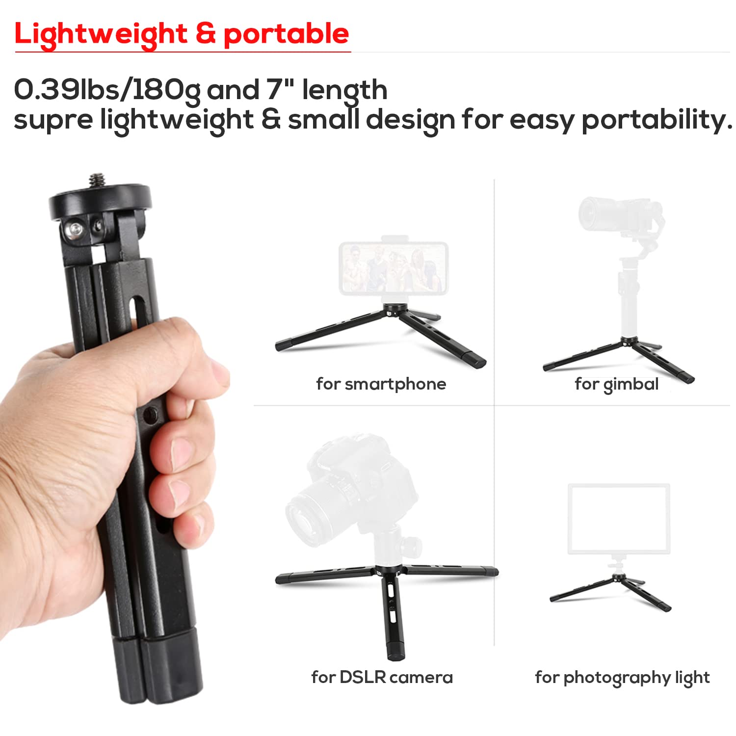 Eaxanpic Aluminum Mini Tripod, Desktop Tabletop Stand Tripod For Zhiyun Smooth Q/4, Crane Plus/2,Weebill S, Ronin S/Sc/Rs2/Rsc2, Osmo Mobile,Gimbal Handle Grip Stabilizer