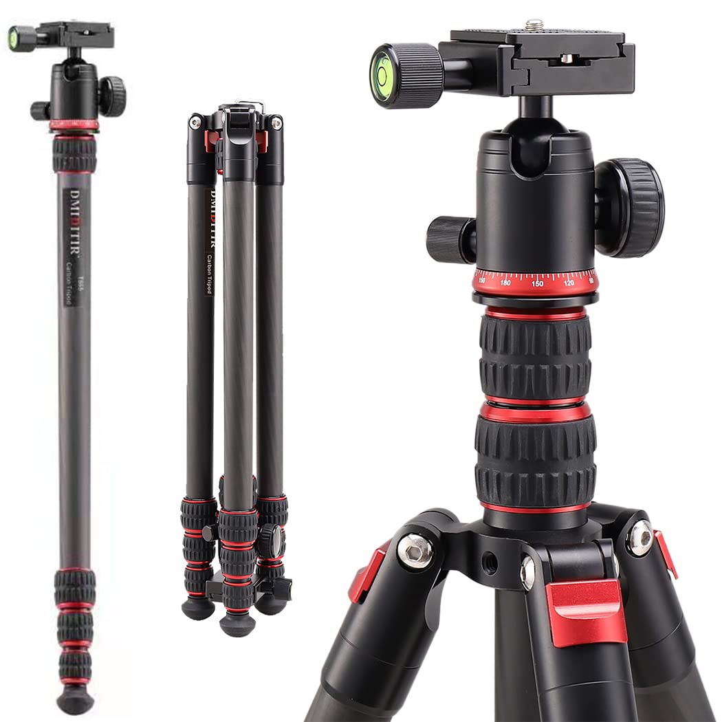 Dmiditir 76 Inch Carbon Fiber Tripod,Metal Camera Tripod Monopod With 360 Degree Metal Ball Head, Camera Stand With Carry Bag And  Box For Dslr Cameras Video Camcorders Load Up To 26.5 Pounds