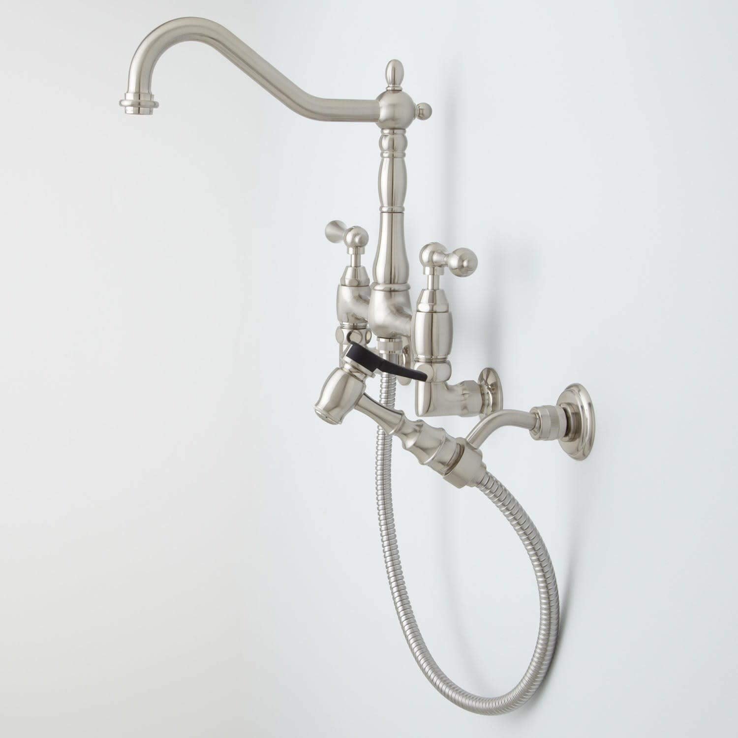 Signature Hardware 443091 Felicity Wall Mount Kitchen Faucet With Side Spray - Oil Rubbed Bronze