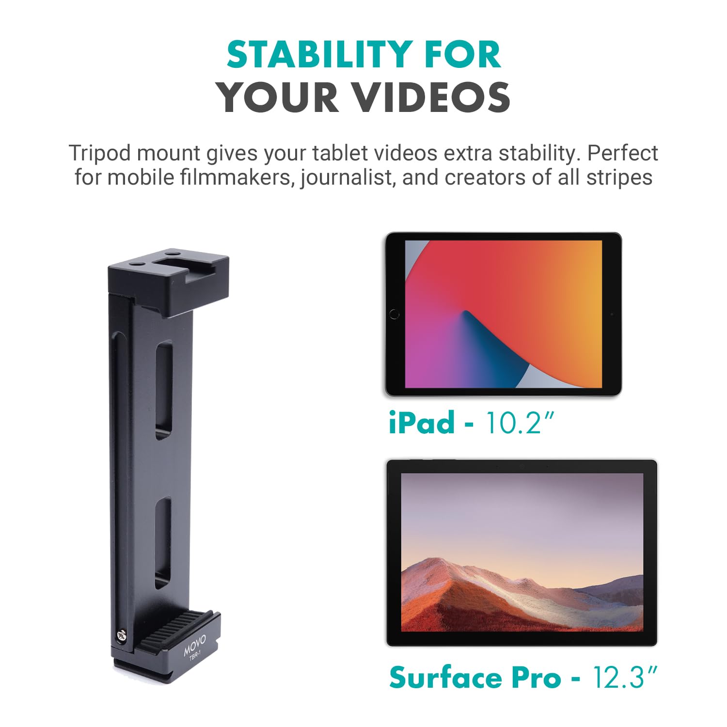 Movo Tablet Vlogging Kit For Ipad - Ipad Vlogging Kit With Tablet Holder, Full Size Tripod, Microphone, Led Light, Cold Shoe Extension - Youtube Starter Kit With Ipad Tripod Mount For Video Recording