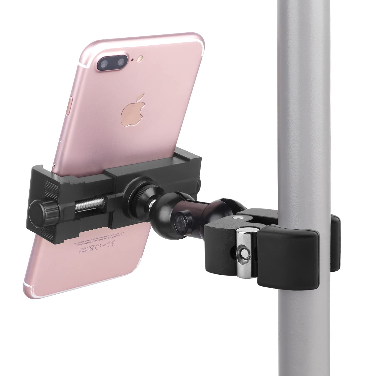 Itodos Cell Phone Holder Mount Clip For Golf Cart,Wheelchair Walker,Stroller,Spin Bike, Table, Clamp Fits Iphone,Galaxy, Nexus,Most Phones And Gps Up To 4" Wide,Aluminum Alloy Material