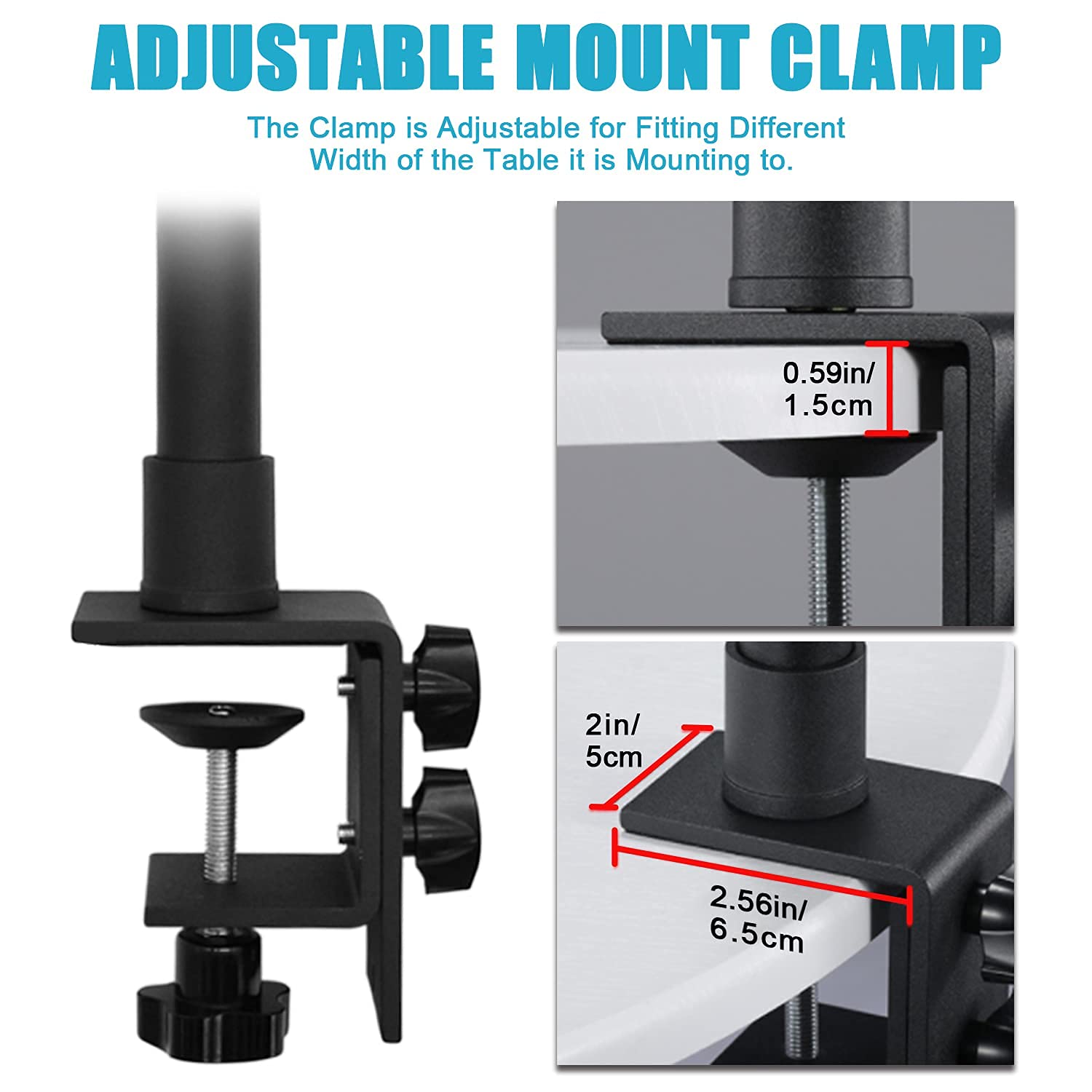 Fotoconic Camera Desk Mount Stand With 1/4" Screw And 360° Rotatable Ball Head Adjustable 14-23Inches / 35-59Cm Aluminum Light Stand For Dslr Camera, Ring Light, Led Light, Live Streaming, Make Up