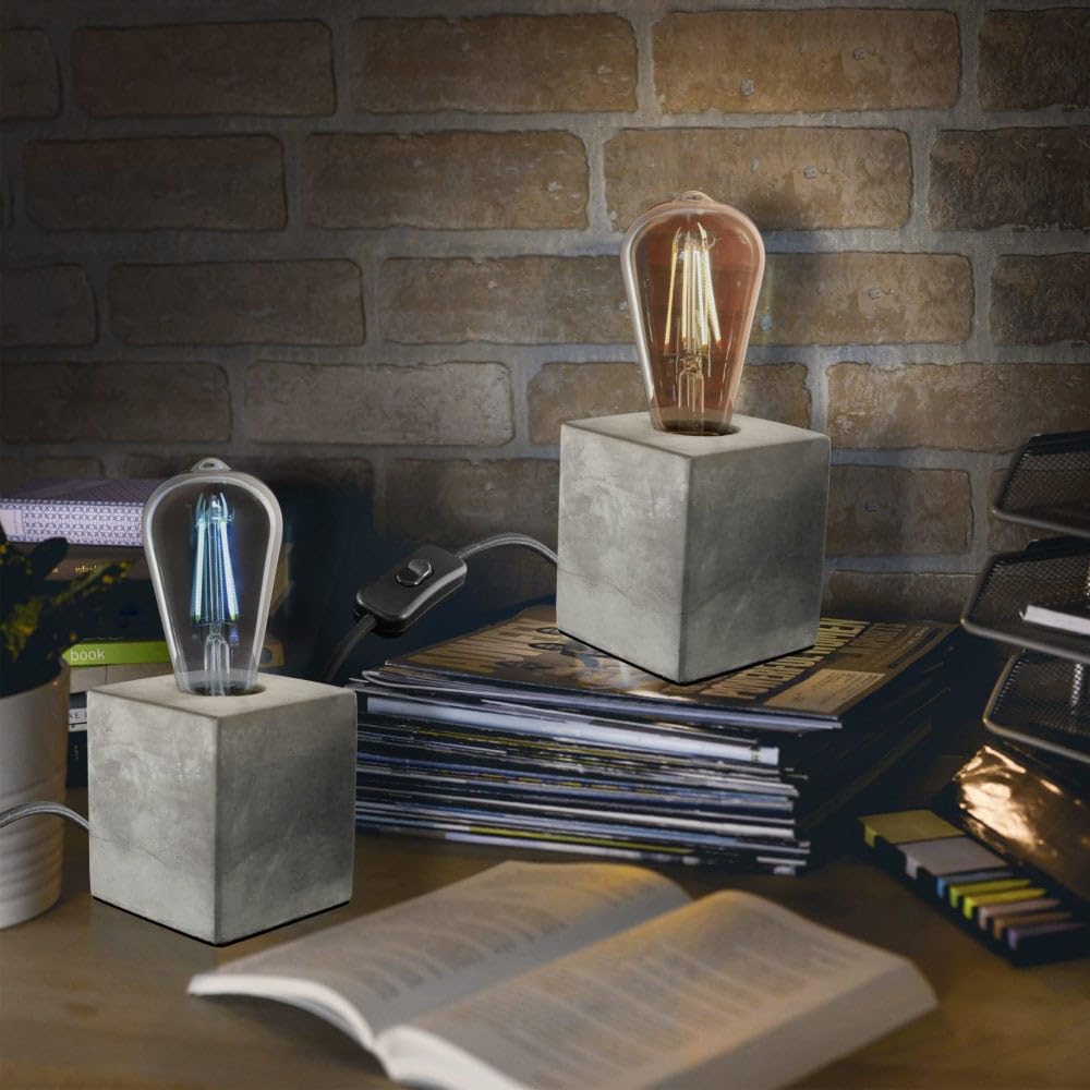 Feit Electric Gray 60W Industrial Style Table Cube Lamp Base