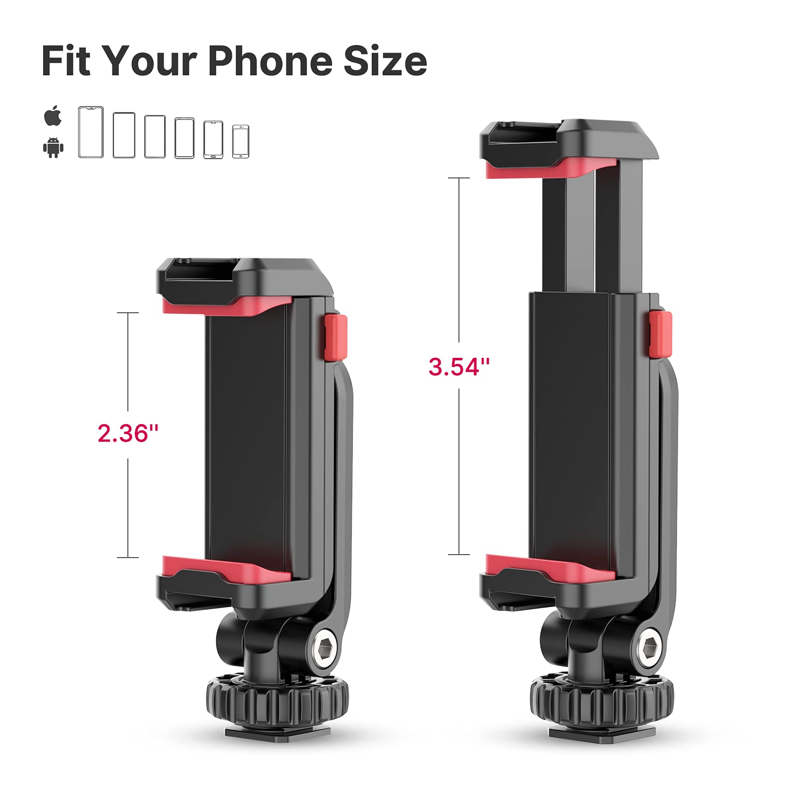 Ulanzi St-06S Phone Tripod Mount, Universal Smartphone Mount Adapter With 2 Cold Shoe, 360° Rotates Adjustable Cell Phone Clip Clamp Holder, Compatible With Iphone, Samsung Galaxy And All Phones