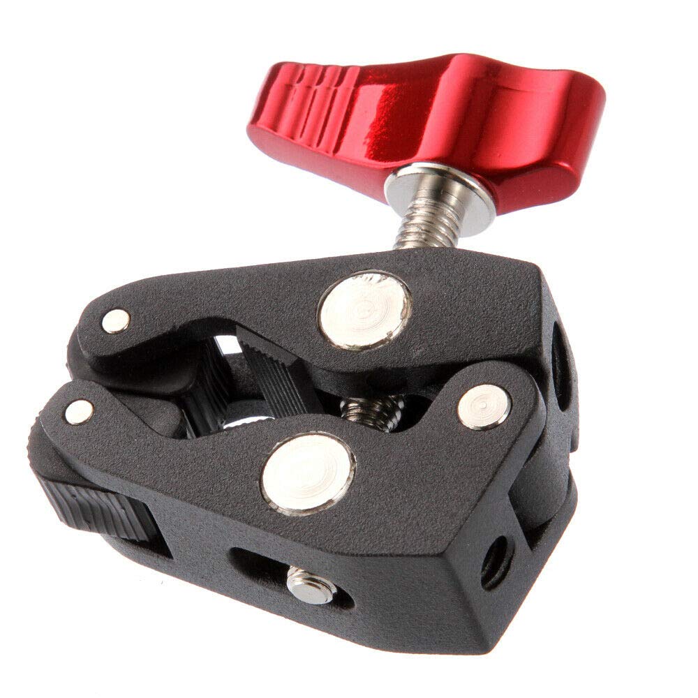 Focusfoto Articulated Magic Arm Crab Claw Super Clamp Clip Holder With 1/4" 3/8" Mount For Studio Flash Light Dslr Camera Tripod Monopod Monitor Video Led Light (Black & Red)