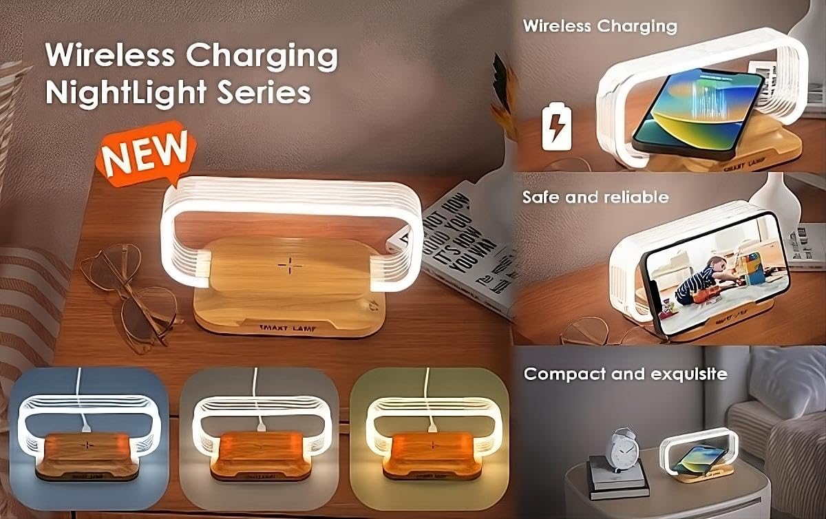 Iinnovate Bedside Table Lamp Wireless Charger, Touch Nightstand Lamp With Usb Port Desk Lamp With Modern Led Light Dimmable For Bedroom, Living Room, Office, 3 Way Touch Control Stepless Dimming
