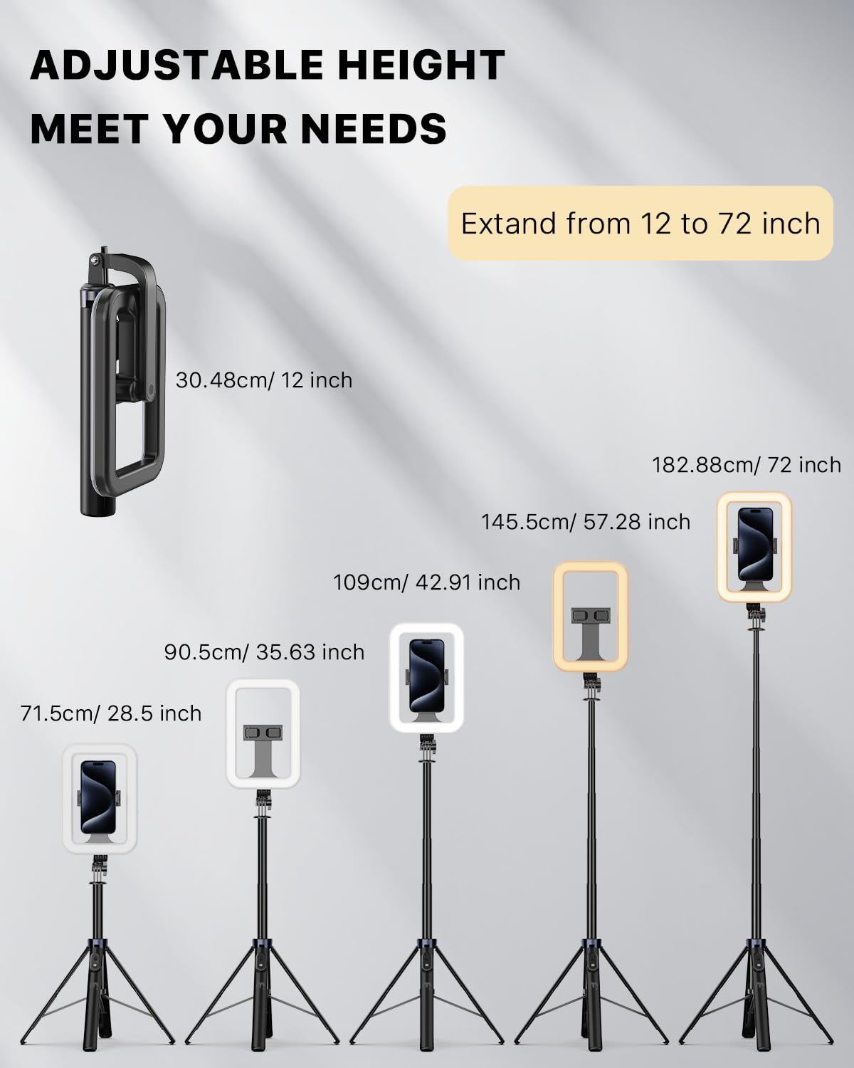 M Mybat Pro Selfie Ring Light With 72" Tripod Stand - Extendable Selfie Stick With Light For Phone, Live Streaming, Makeup, Travel, Gaming, Video, Includes Phone Holder& Usb-C Powered