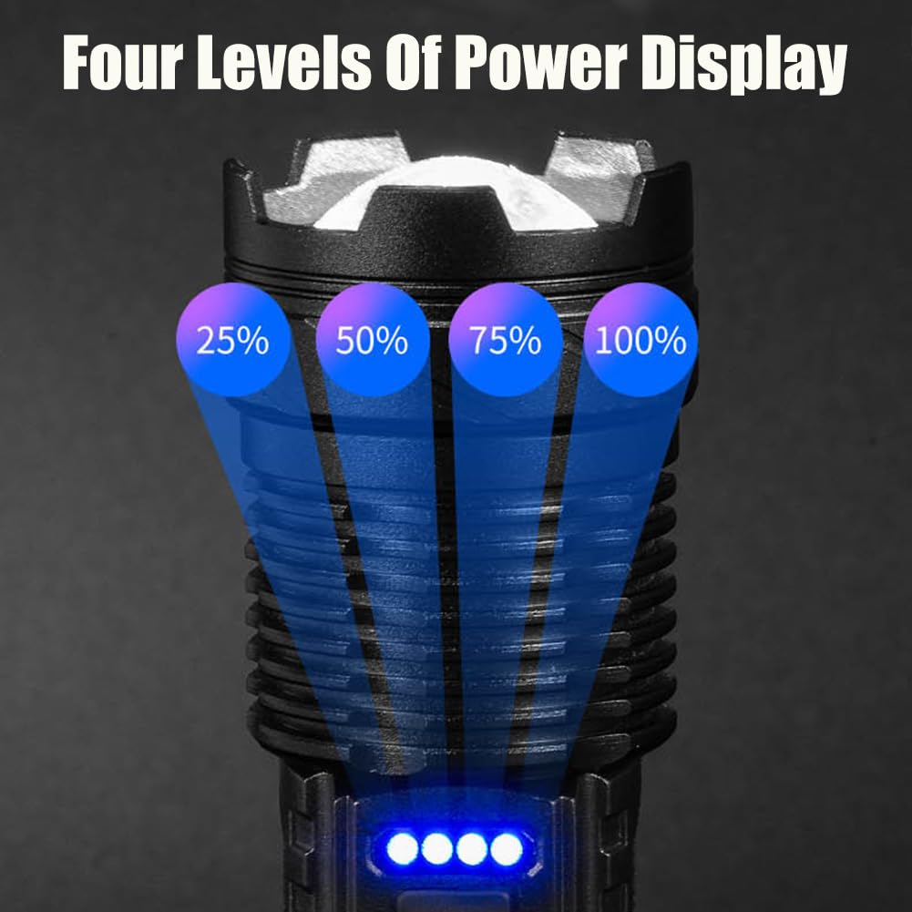 Bibifactory Benighty Flash Light, Flashlight High Lumens Rechargeable 2 Pack, Adjustable Lumen Super Bright Led Flashlights, Usb Ipx4 Waterproof Handheld Flashlights For Home Hiking Camping (1500 Mah,2Pcs)
