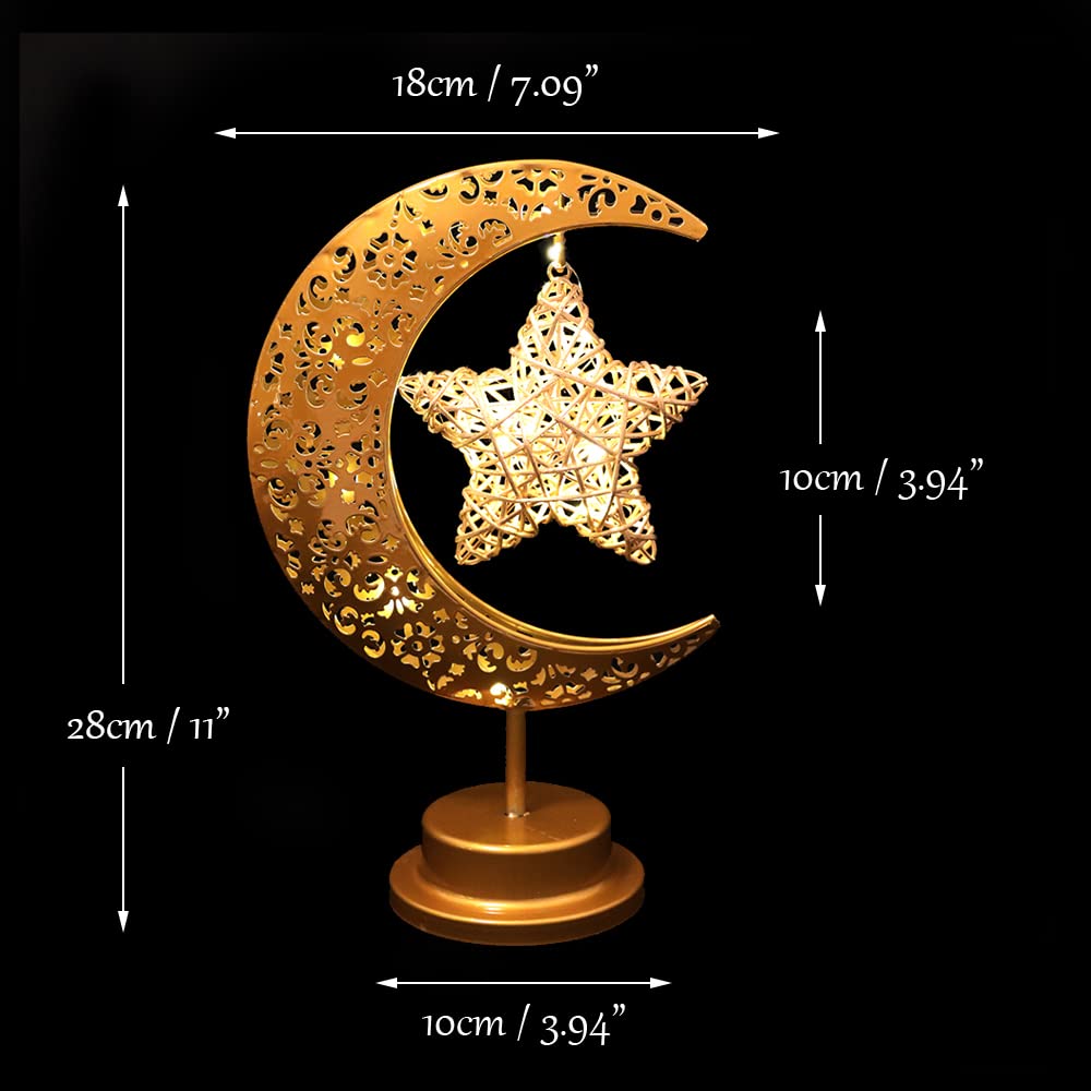 Guocheng Enchanted Lunar Lamp Moon Shaped Table Lamps, Led Crescent Night Light Magic Hanging Moon Lamp Decor, Home Bedroom Bedside Desktop Nightstand Decorative (Rattan Star)