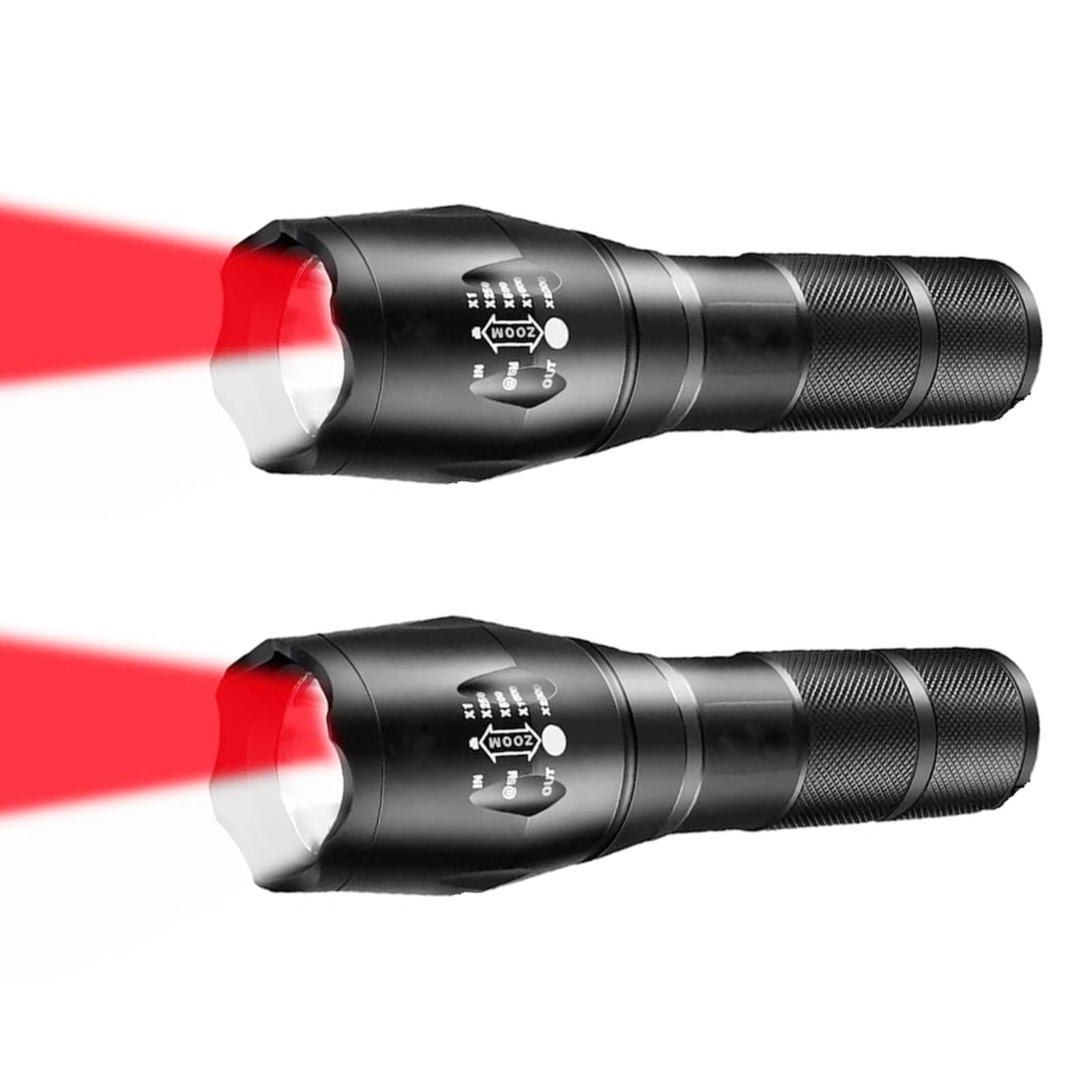 Souyos  Red Flashlight Powerful White & Red Light, Zoom Feature, Compact Waterproof Red Led Torch Perfect For Hunting,Camping,Astronomy, 2 Pack