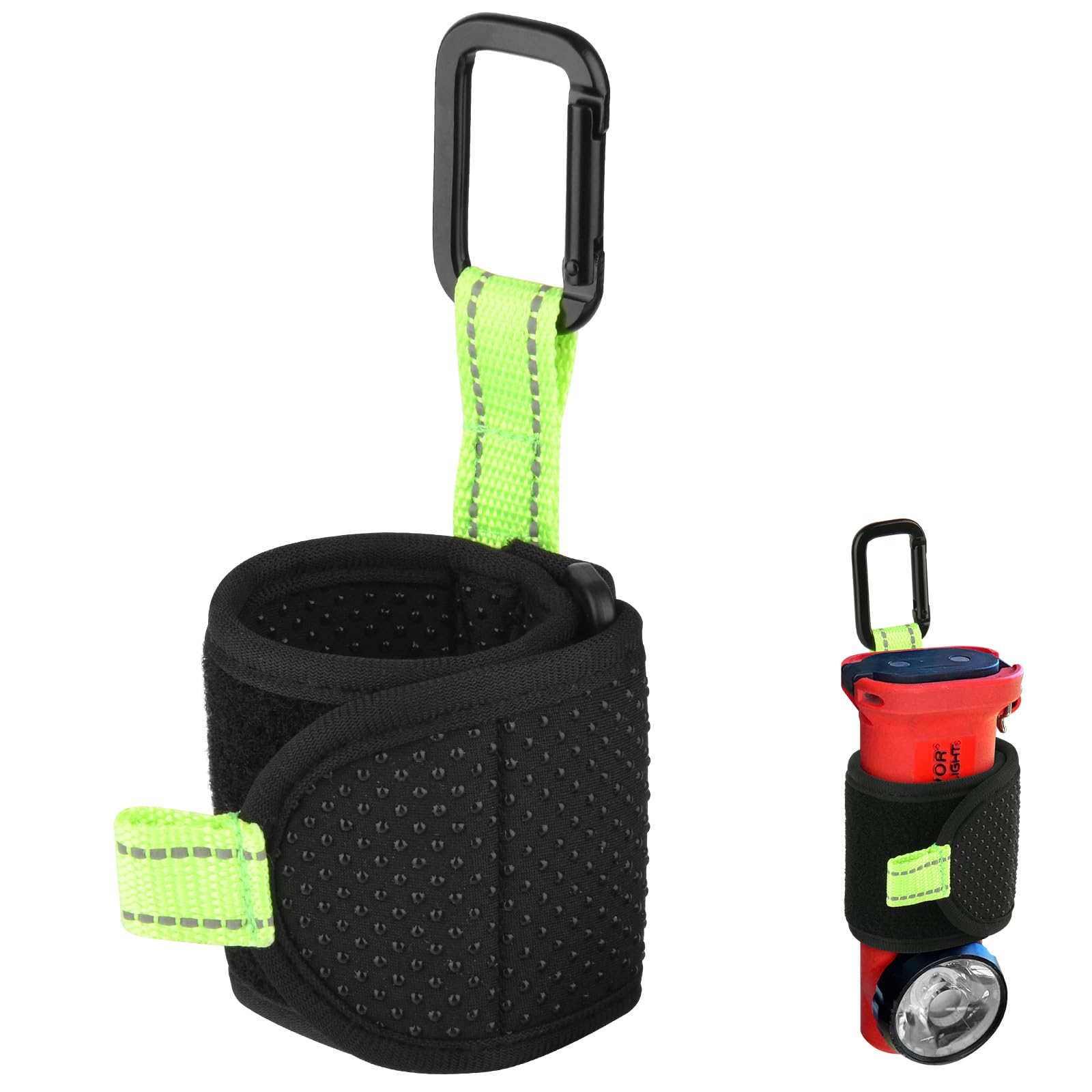 Homakover Inverted Flashlight Holder,Anti-Slip Nylon Strap With Carabiner,Reflective Flashlight Holder,Keep Shine Downward And In A Forward Position