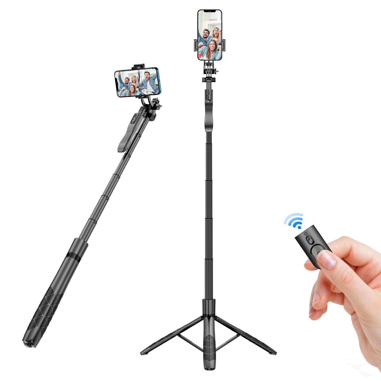 Green House Selfie Stick Phone Tripod With Remote Controller. 360°Rotatable, Lightweight, Antishake, Compatible With Iphone, Samsung Galaxy, Google, Etc. Extendable Upto 62" Fordable Min 13"