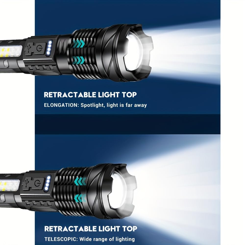 Mviocs Led Flashlight Rechargeable, Bright Zoomable Led Flashlights With High Lumens And 7 Modes, Powerful Emergency Flashlights Camping, Hiking, Dog Walking, And Outdoor Use (1Pack)