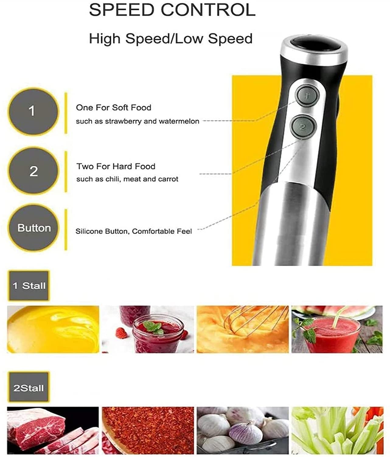 Kaabeto Multifunction 800 Watt Powerful Blender With Large 800Ml Mixing Beaker, 500Ml Food Grinder, Egg Whisk, Strong Stick Blender, Safe Stainless Steel Multi-Angle Blade, 4-In-1 Setting, Bpa-Fre