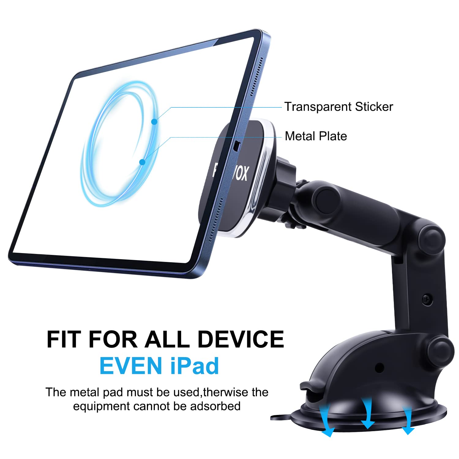Panvox Magnetic Phone Car Mount, Universal Dashboard Windshield Car Phone Mount Holder With  3.2" Suction Cup,8 Strong Magnets Compatible With Iphone 11 Pro X Xs Max Xr Galaxy Note10 S10 (B)