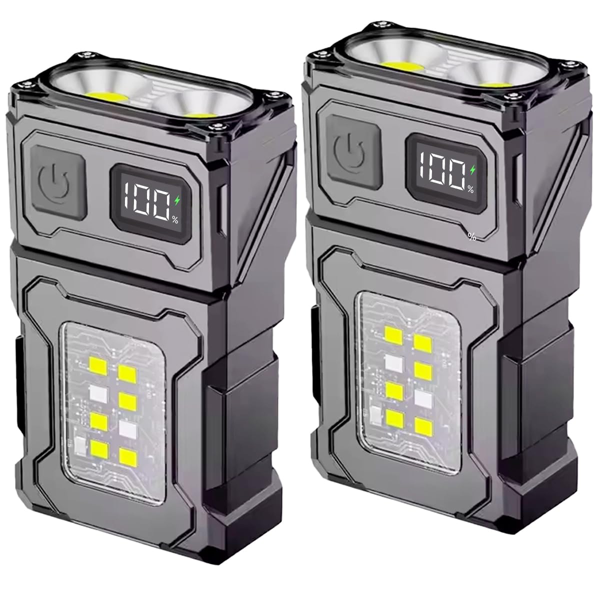Queena 2Pack Mini Led Edc Flashlight, Super Bright Rechargeable Flashlight With 7 Modes, Ipx6 Waterproof Tactical Flash Light, Multifunctional Handhold Flashlight For Camping Essentials, Outdoor And Home