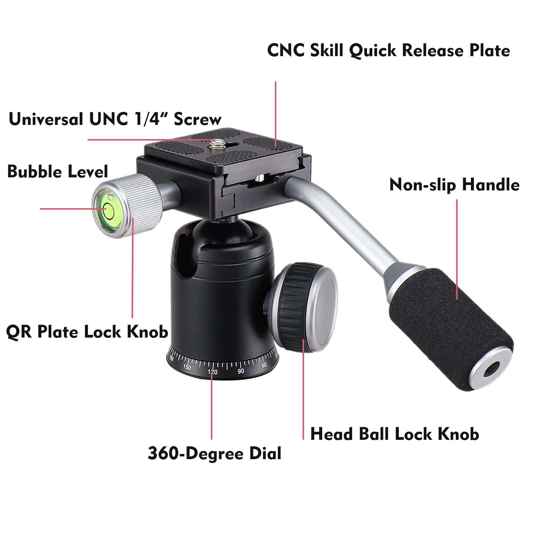 Dmiditir Carbon Fiber Tripod Tabletop Camera Tripod Metal Mini Tripod With 360 Degree Metal Ball Head With Handle For Camera And Phone,Compatible With Canon,Nikon,Sony Cameras.