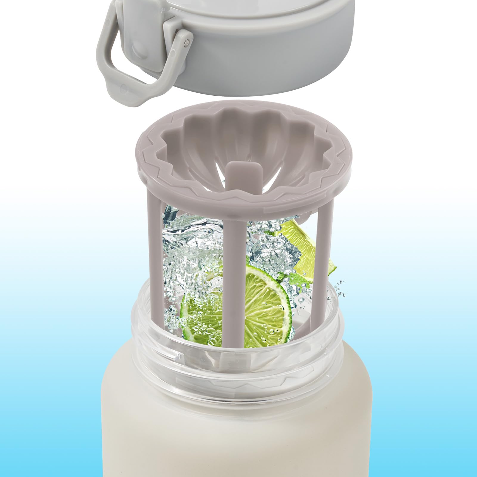 Large-capacity water bottle with easy-carry design, straw-free