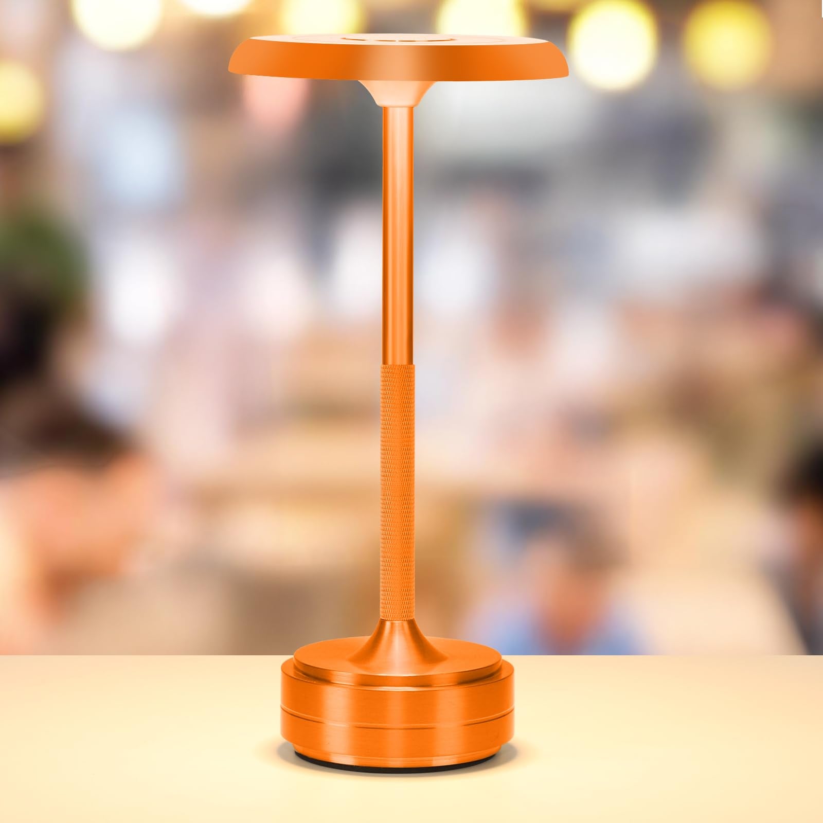 Baishezhuan Rechargeable Cordless Led Table Lamps Touch Sensor Light, 3-Levels Portable Dimming Wireless Battery Operated Lamp，Nightstand Lamp/Night Light/Restaurant Table/Outdoor/Coffee/Bar (Orange)