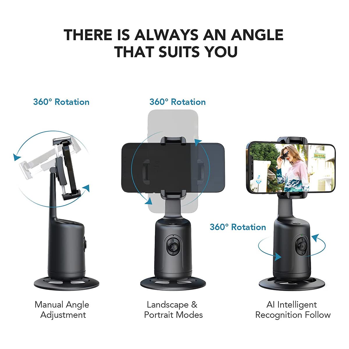 Midautoo Phone Auto Face Tracking Gimbal Stabilizer 360° Rotation Desktop Handheld Gimbal Phone Tripod For Live Streaming-A