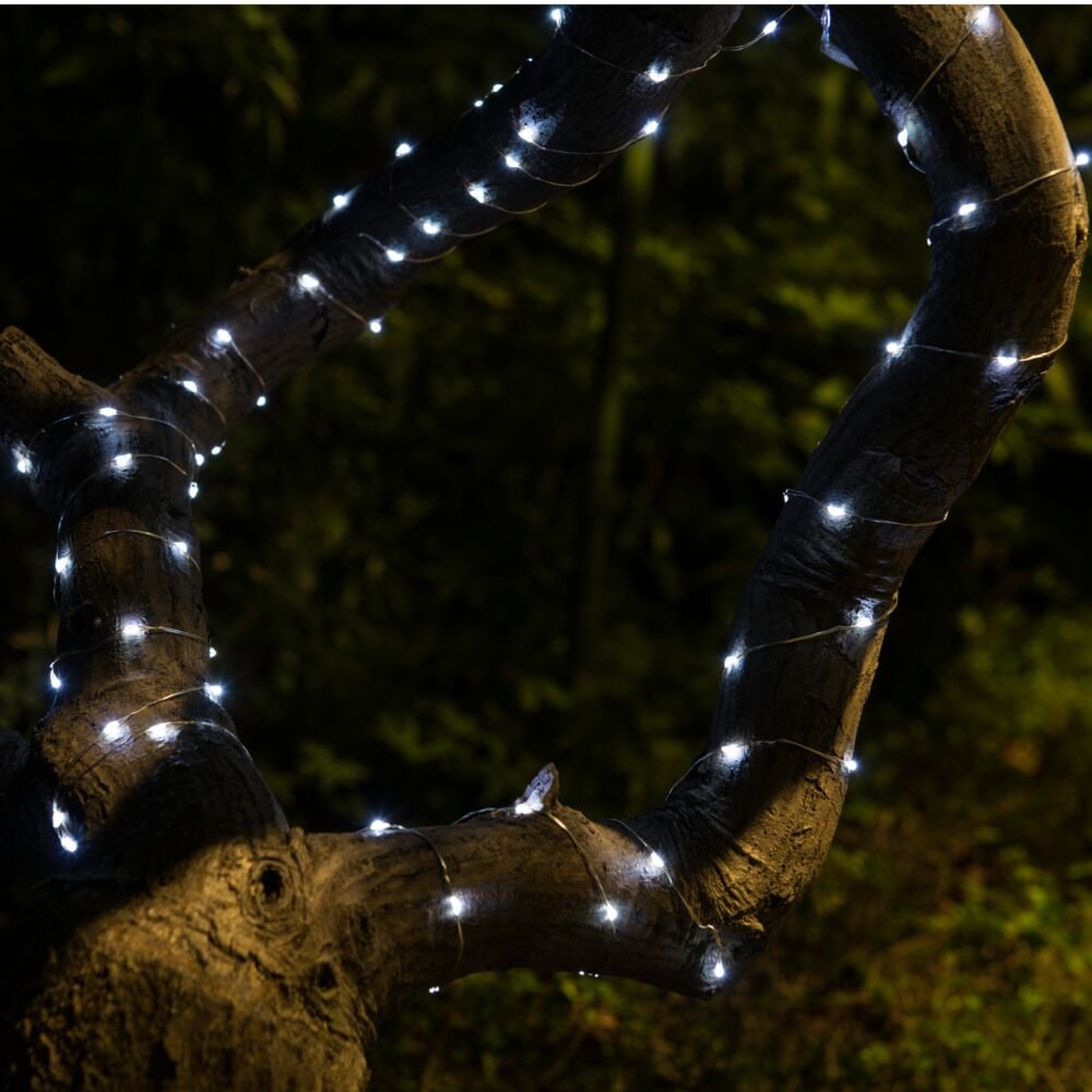Hunnykome Solar Lighting Solar Powered String Lights, 100 Led Copper Wire Lights, Waterproof Starry String Lights, Indoor/Outdoor Solar Decoration Lights For Gardens, Patios, Homes, Parties: 20 Ft, Platinum