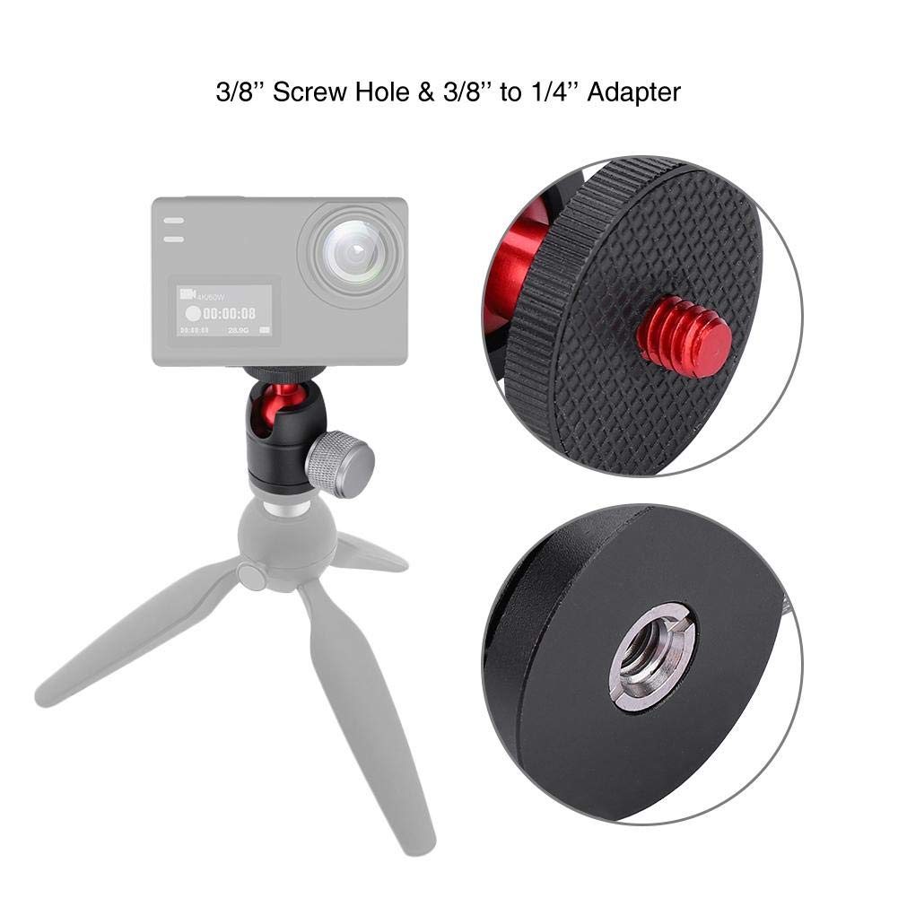Oumij Tripod Ball Head Mini Aluminum Alloy 360° Swivel Ball Head With 1/4" Screw Mount With 3/8'' To 1/4'' Adapter For Tripod, Monopod, Dslr Camera