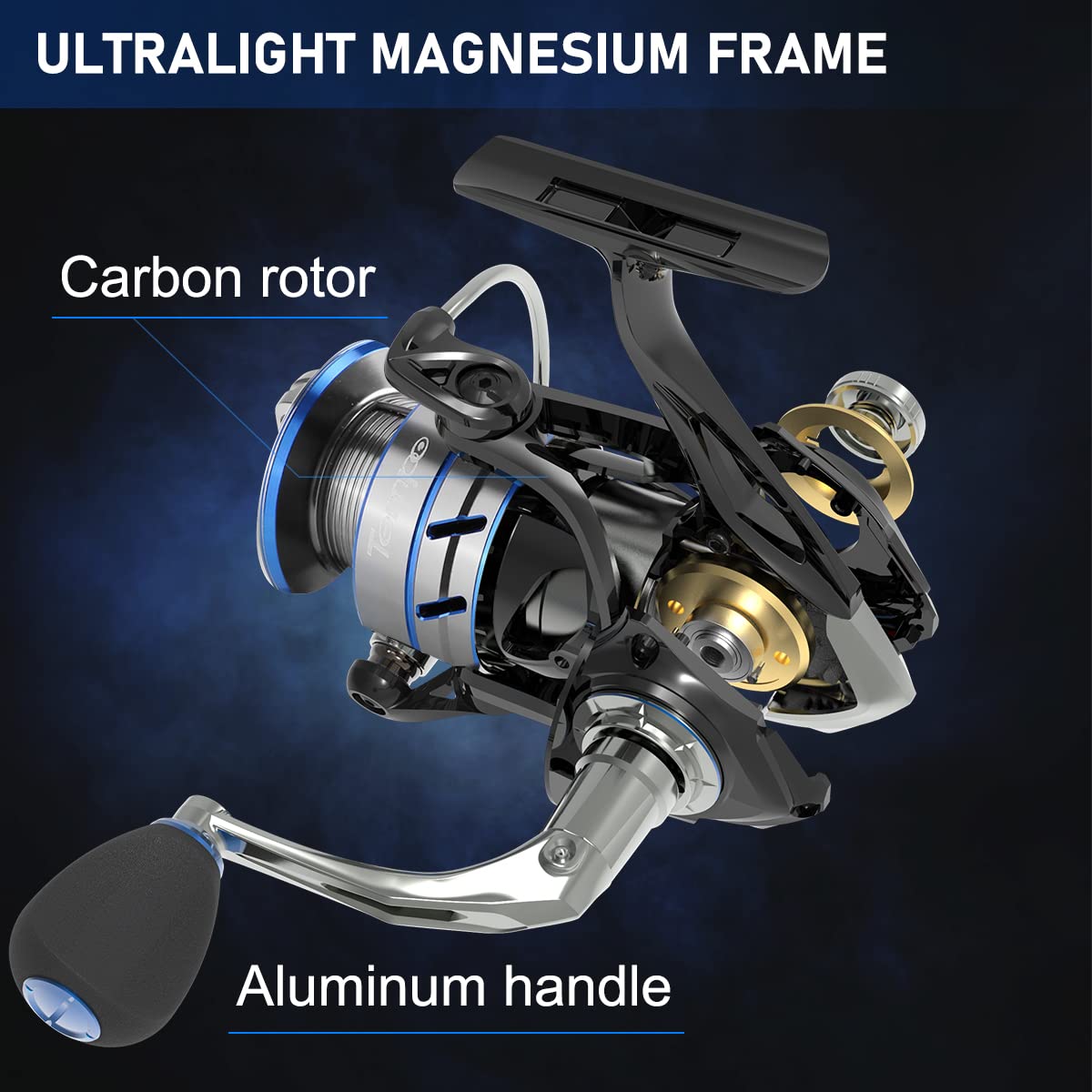 Tempo Apex Spinning Reel - Ultralight Magnesium Body Fishing Reels Spinning With 10+1 Bb, Carbon Fiber Max Drag 39 Lbs, Smooth Fishing Reel With Aluminum Shaft And Handle For Bass Trout Catfish