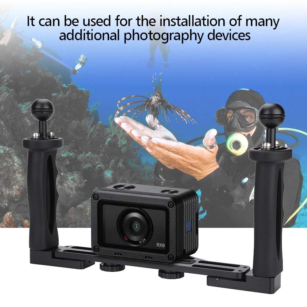 Oumij Diving Underwater Handheld Gimbal Stabilizer Aluminum Tray With Handle Grips With 1/4In Screws For Underwater Camera Housing Case Accessory Diving Gimbal Stabilizer Accessories