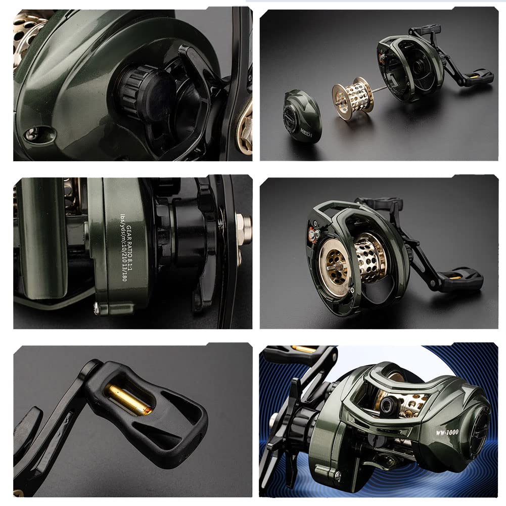 Adoolla Lure Fishing Reel Ultralight 8.1:1 High Speed Gear Ratio Long Casting Shallow Line Cup Baitcasting Reel Right Hand