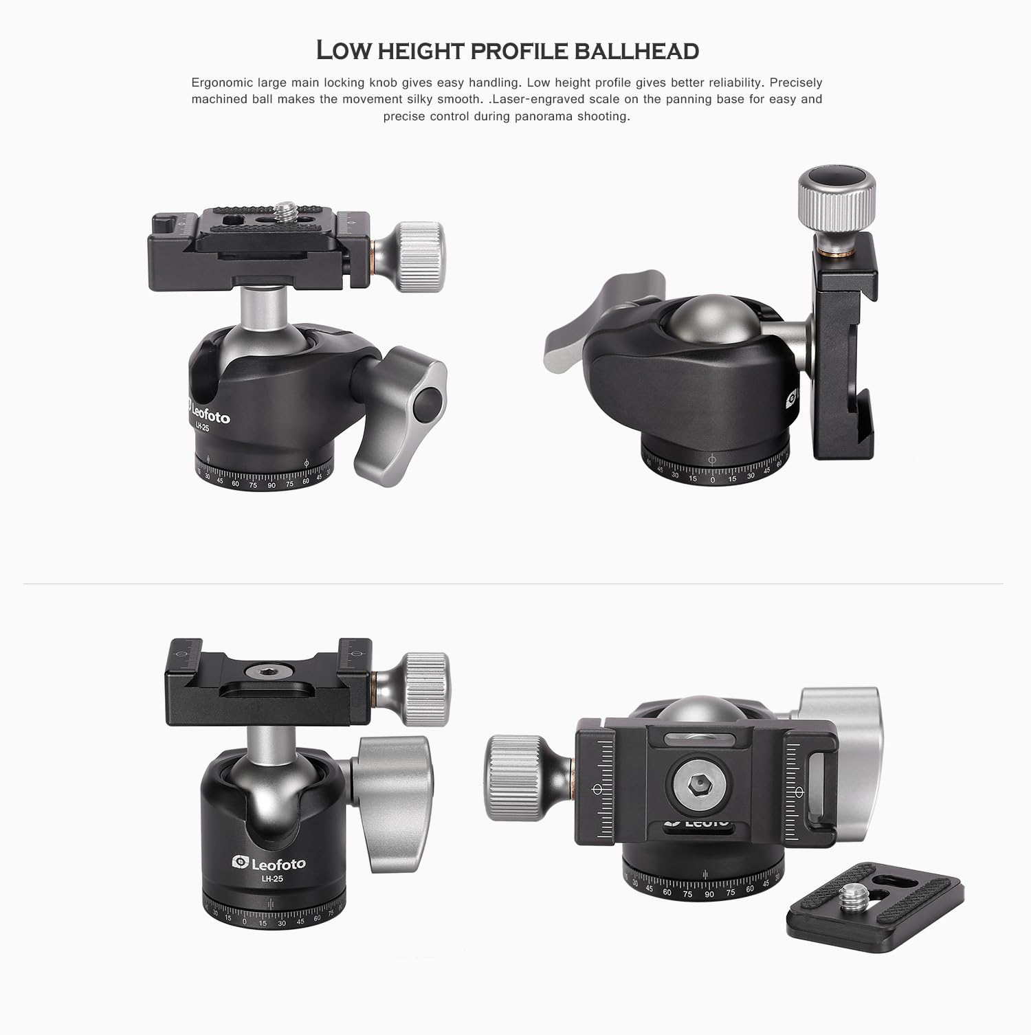 Leofoto Ls-223Cexx Tabletop Tripod W/Built-In Leveling Head, Ranger Series, Carbon Fiber, 3 Leg Sections, Lightweight, Ball Head Optional (Ls-223Cexx+Lh-25)