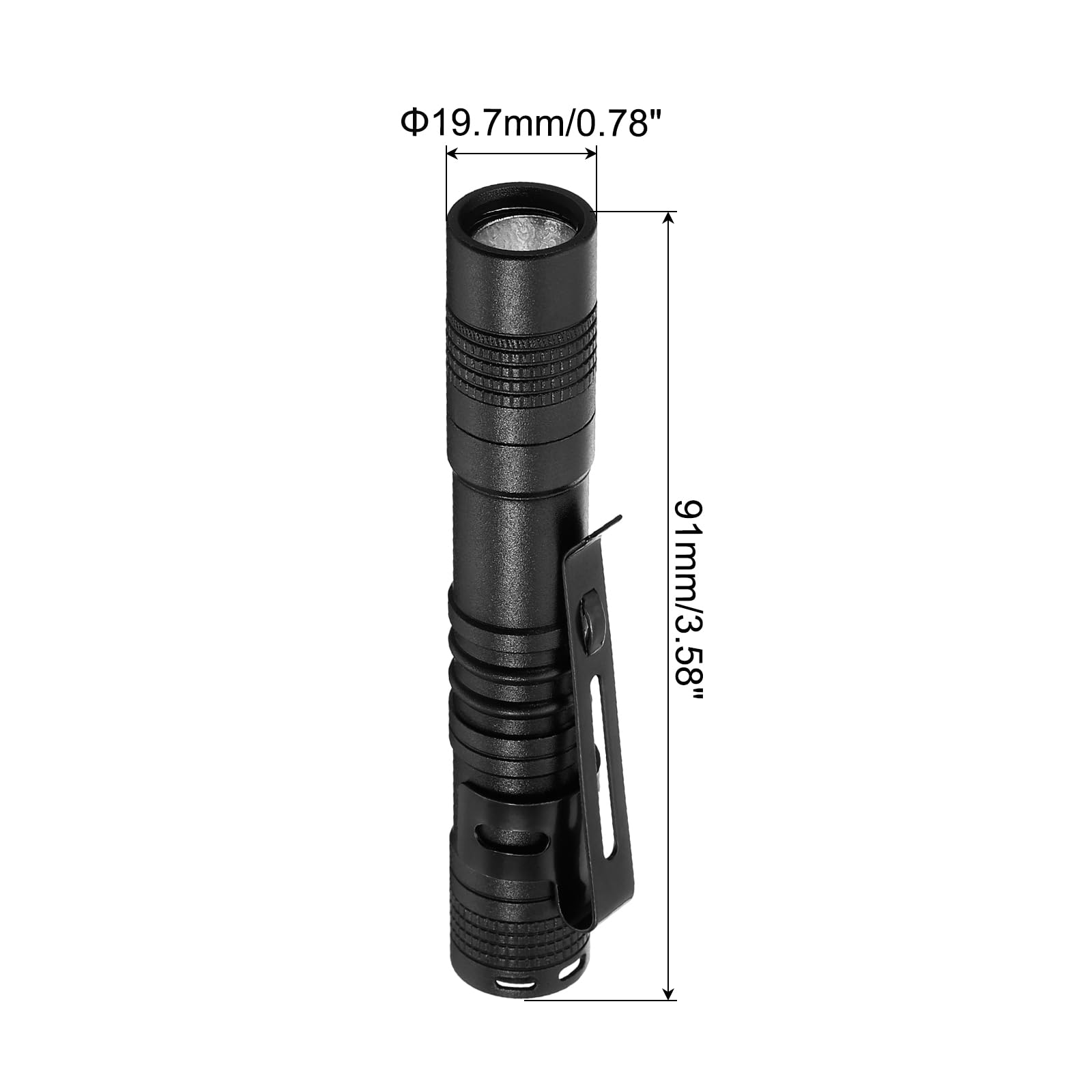 Patikil Mini Flashlight With Clip, Small Led Pen Aluminum Flashlights Super White Light Torch One Battery Powered For Camping Hiking Outdoor, Black