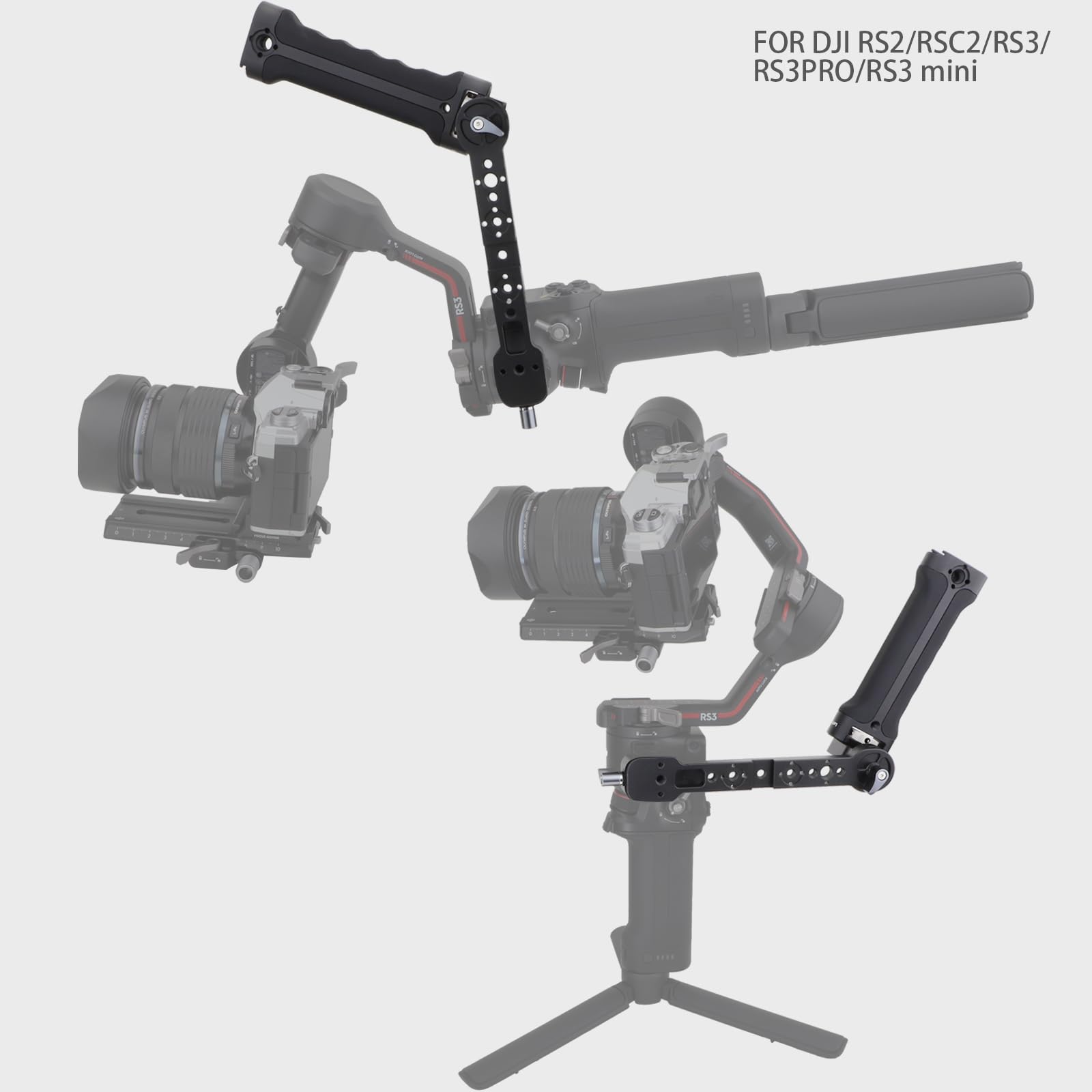 Leftfoto Gimbal Adjustable Silicone Sling Handgrip+Stabilizer Handle Extension Bracket Kit,For Dji Rs2/ Rs3 Pro/ Rs3 Mini/Zhiyun Weebill-S Gimbal Stabilizer,With Nato Clamp