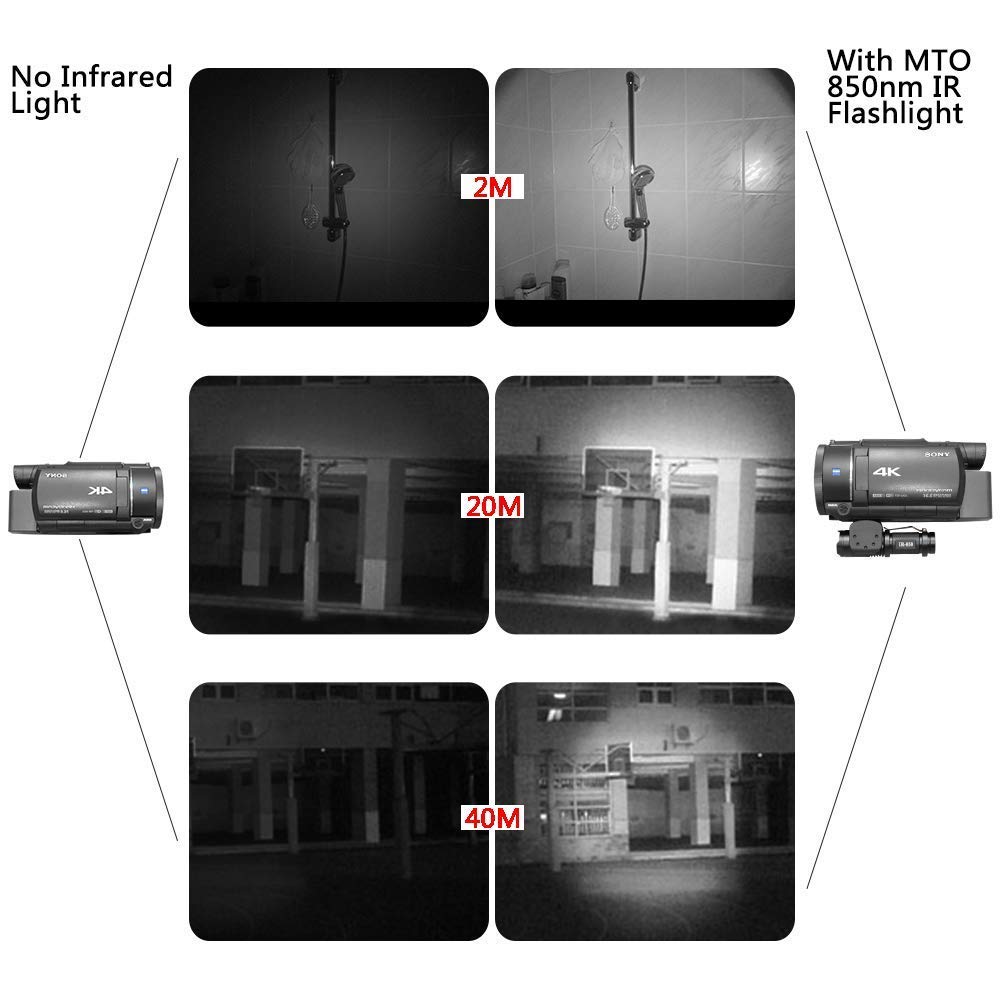 Maketheone Ir Torch 3 Watt 850Nm Infrared Light Night Vision Flashlight Torch - Infrared Light Is Invisible To Human Eyes - To Be Used With Night Vision Device (Not Include Battery)