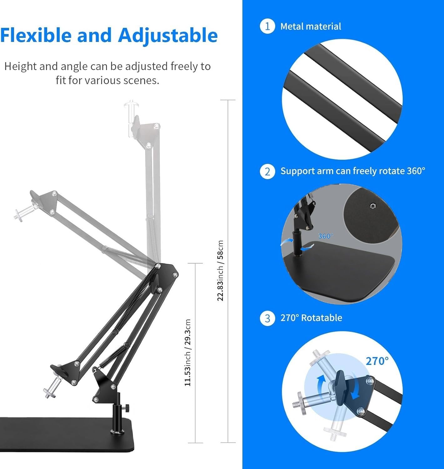 Acetaken Mx Brio Webcam Stand, Tabletop Boom Arm Holder For Logitech Mx Brio 4K, Biro 4K, Brio 500 Webcams (Black)