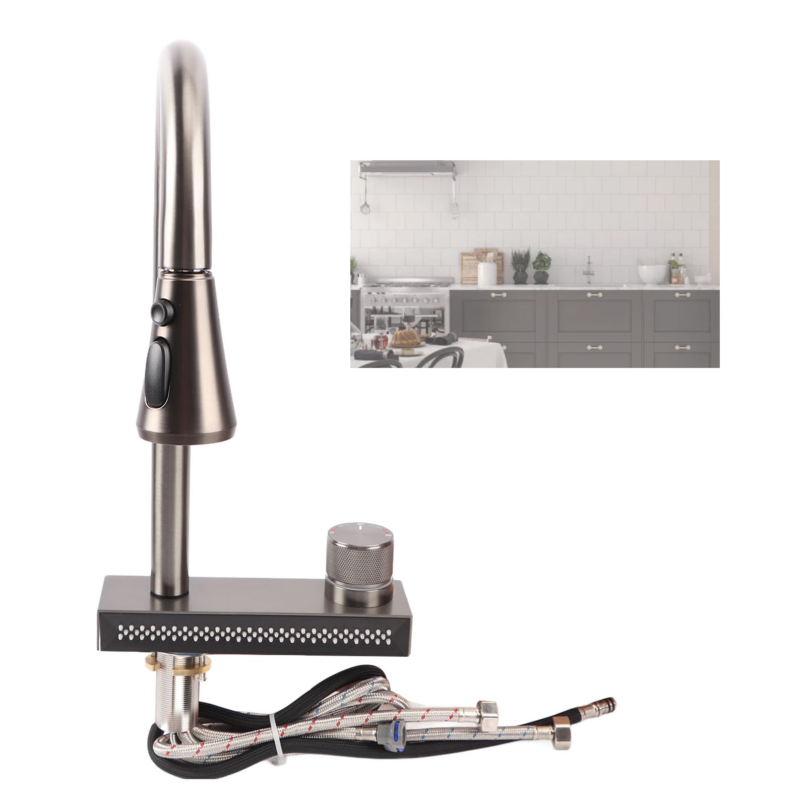 Lently Waterfall Faucet, Flying Rain Faucet Modern G1/2 Interface Easy To Multifunctional Pull Out Type For Cleaning