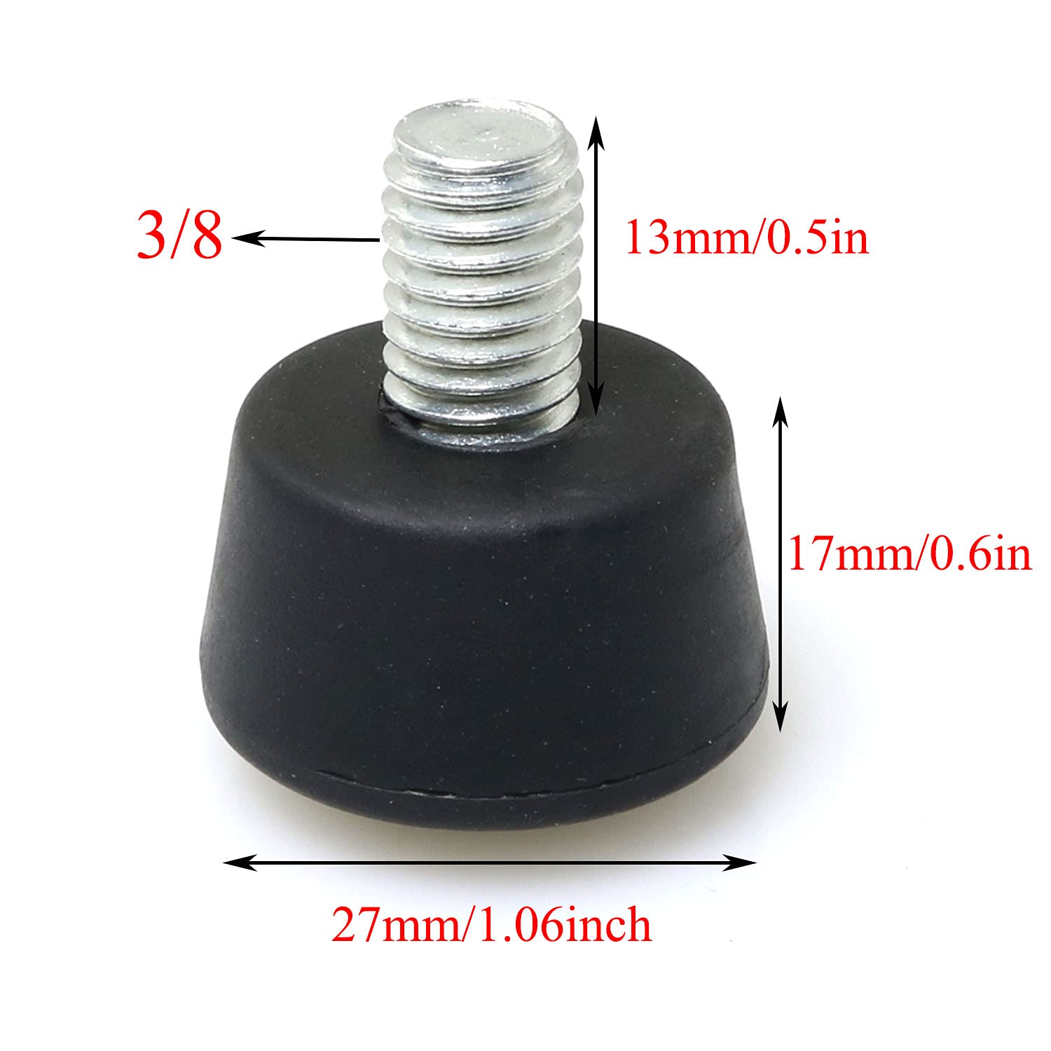 Pzrt 3Pcs Antislip Rubber Tripod Feet Spike Photography Accessories For Tripod Monopod 3/8 Inch
