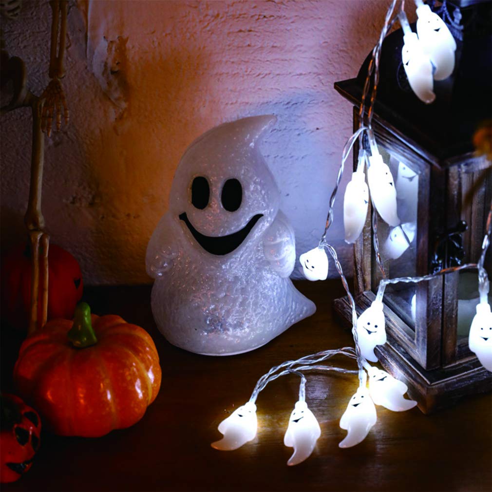 Qunlight Solar String Lights, Halloween Decoration, 8 Modes 2Pack 20Ft 30 Led Waterproof Outdoor Decorative Ghost Fairy For Patio, Garden, Gate, Yard, Halloween Christmas Decoration