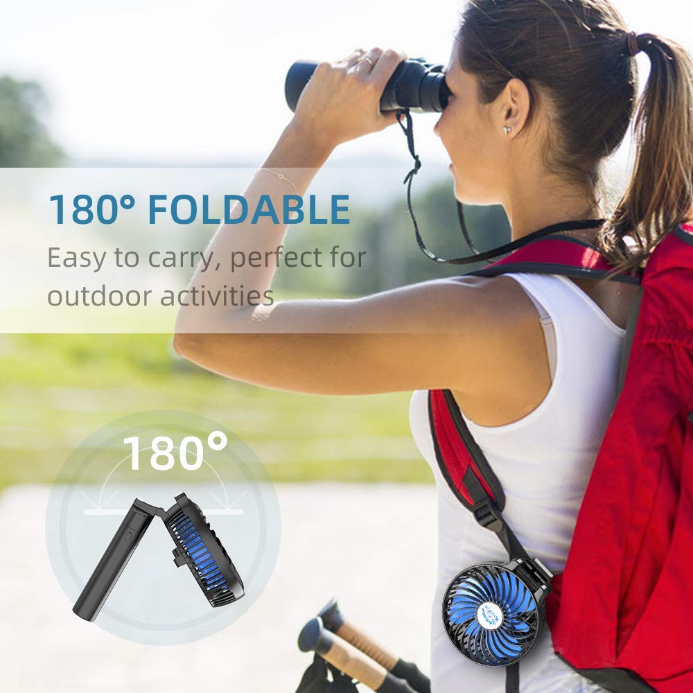 Handfan 10400Mah Handheld Fan With Double Portable Charger, Rechargeable Personal Hand Fan, Foldable