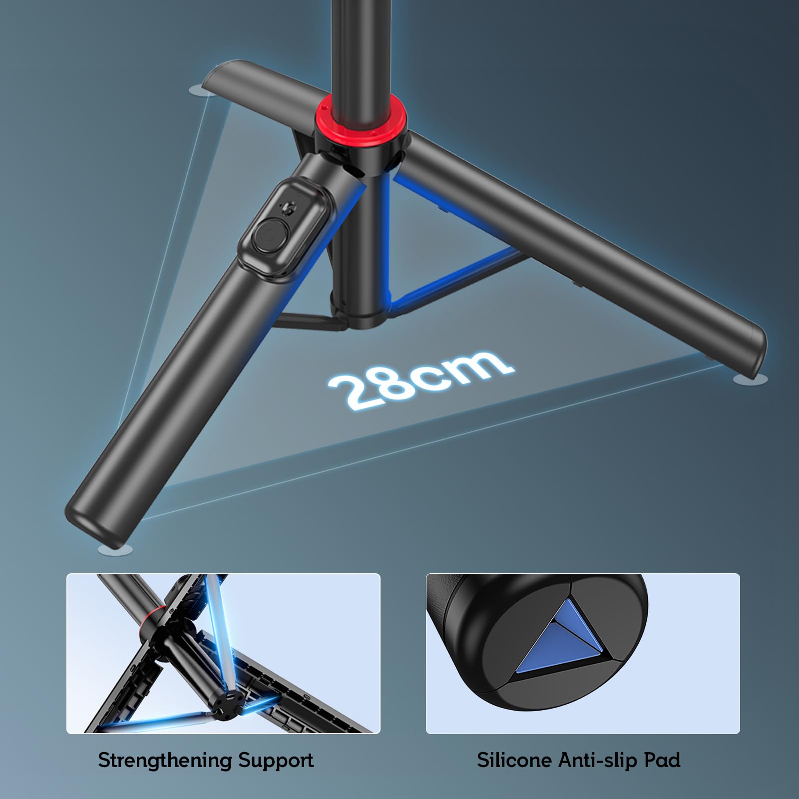 Riseofle 51" Cell Phone Selfie Stick Tripod, With Wireless Remote, Portable, Retractable, Aluminum Alloy, For Iphone, Samsung And Other Smartphones